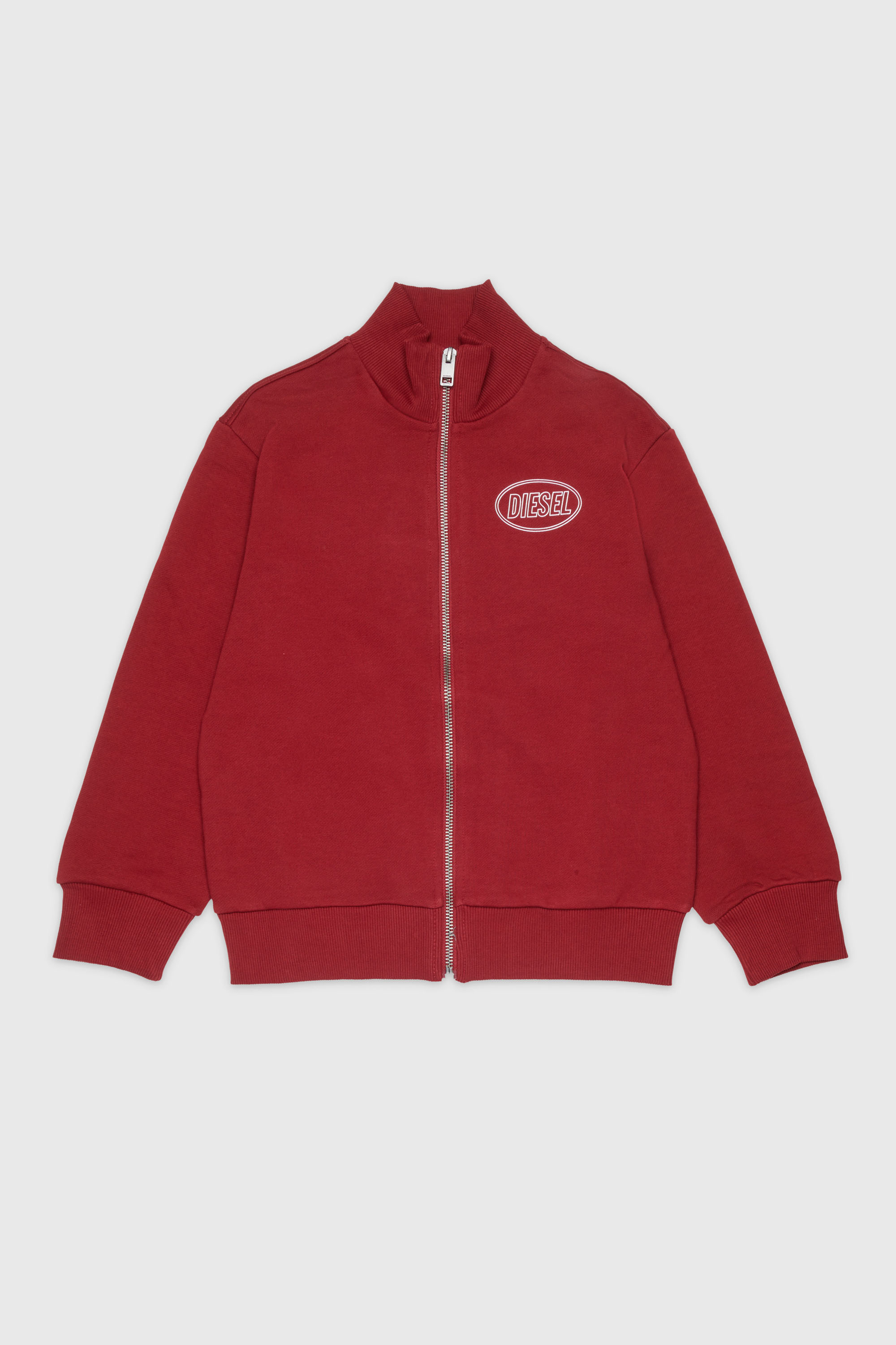 Diesel - SCIRCLEZIP OVER, Man's Cotton sweatshirt with logo print in Red - 1