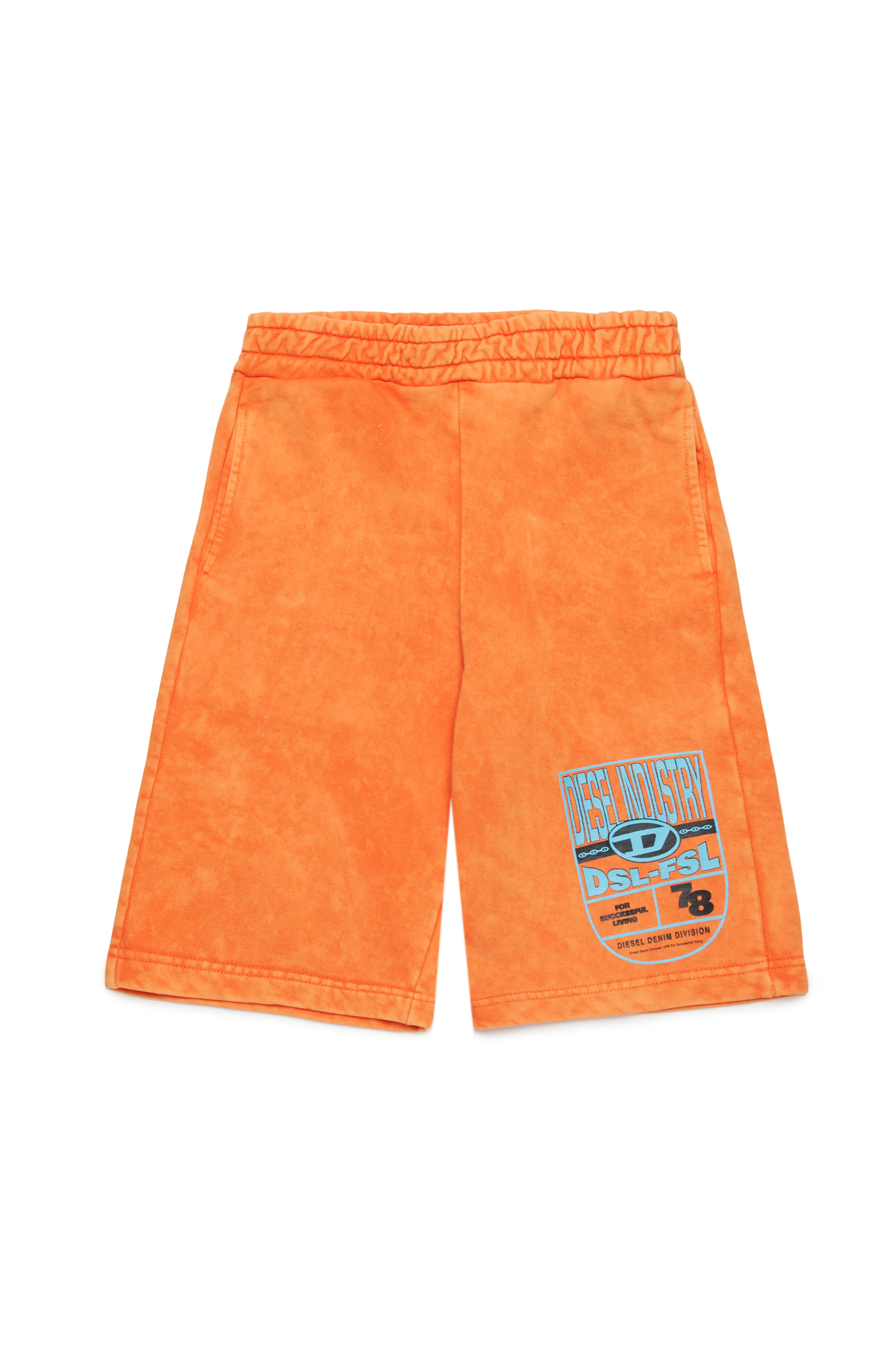 Diesel - PARRID, Herren Marmorierte Sweatshorts mit Grafik-Print in Orange - 1