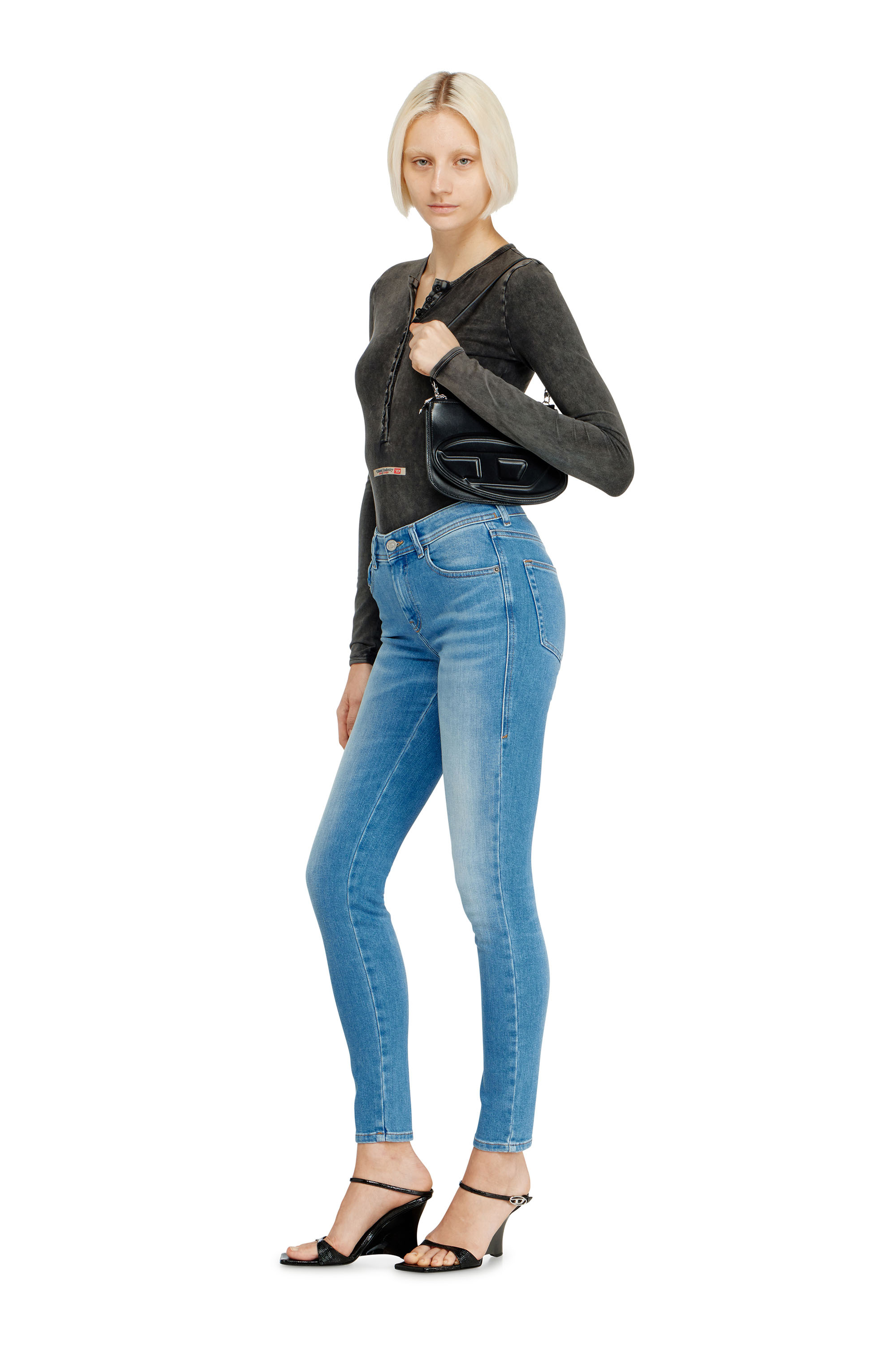 Diesel - 1DR TWIN, Damen 1DR Twin-Schultertasche mit Doppelbeutel aus bedrucktem Leder in Schwarz - 2