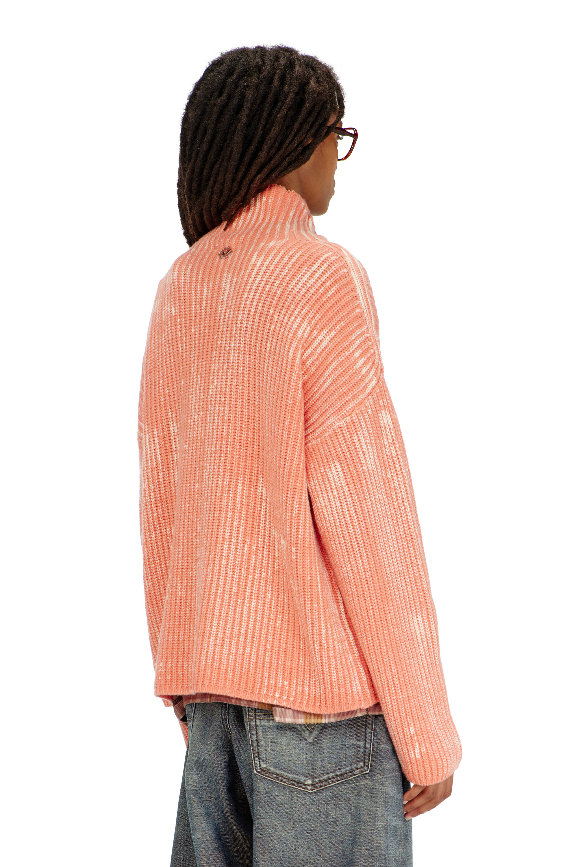 Diesel - M-AMET, Damen Pullover mit Funnelkragen aus gerippter Wollmischung in null - 4