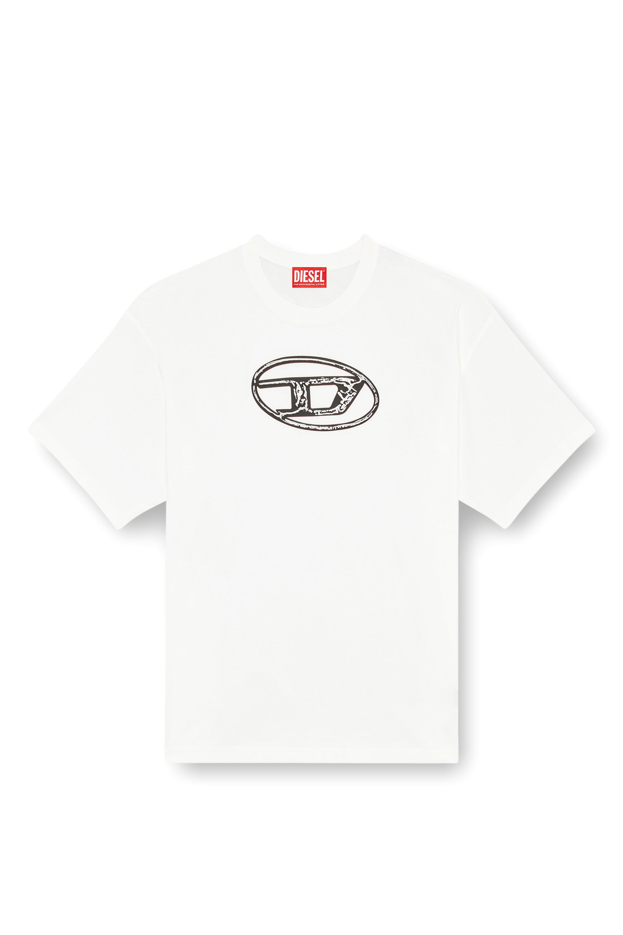 Diesel - T-BOXT-Q22, Herren Verblasstes T-Shirt mit Oval D-Print in Weiss - Image 3