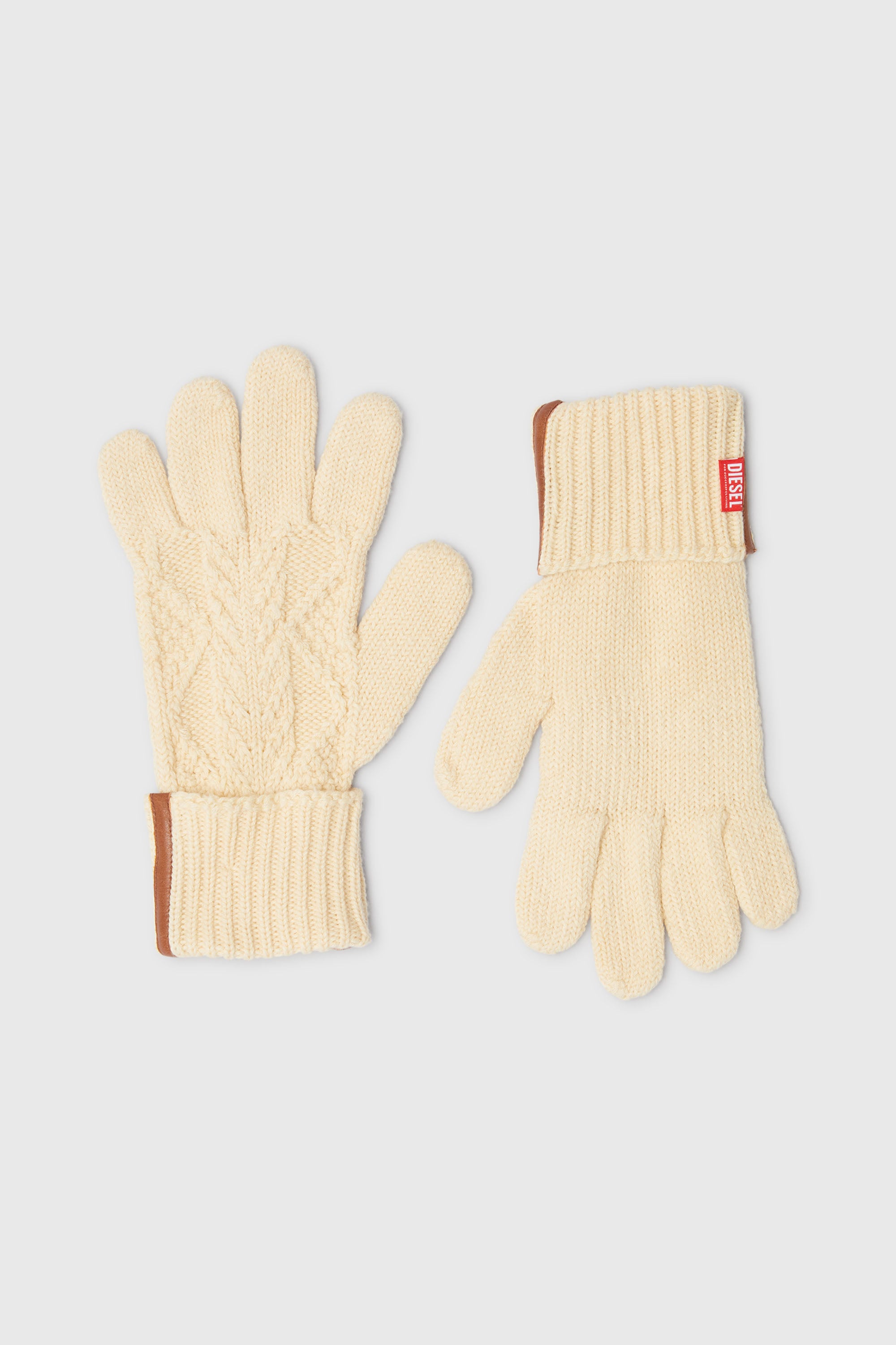 Diesel - K-INOTTO, Unisex Strickhandschuhe aus Wolle und Baumwolle in Beige - 1