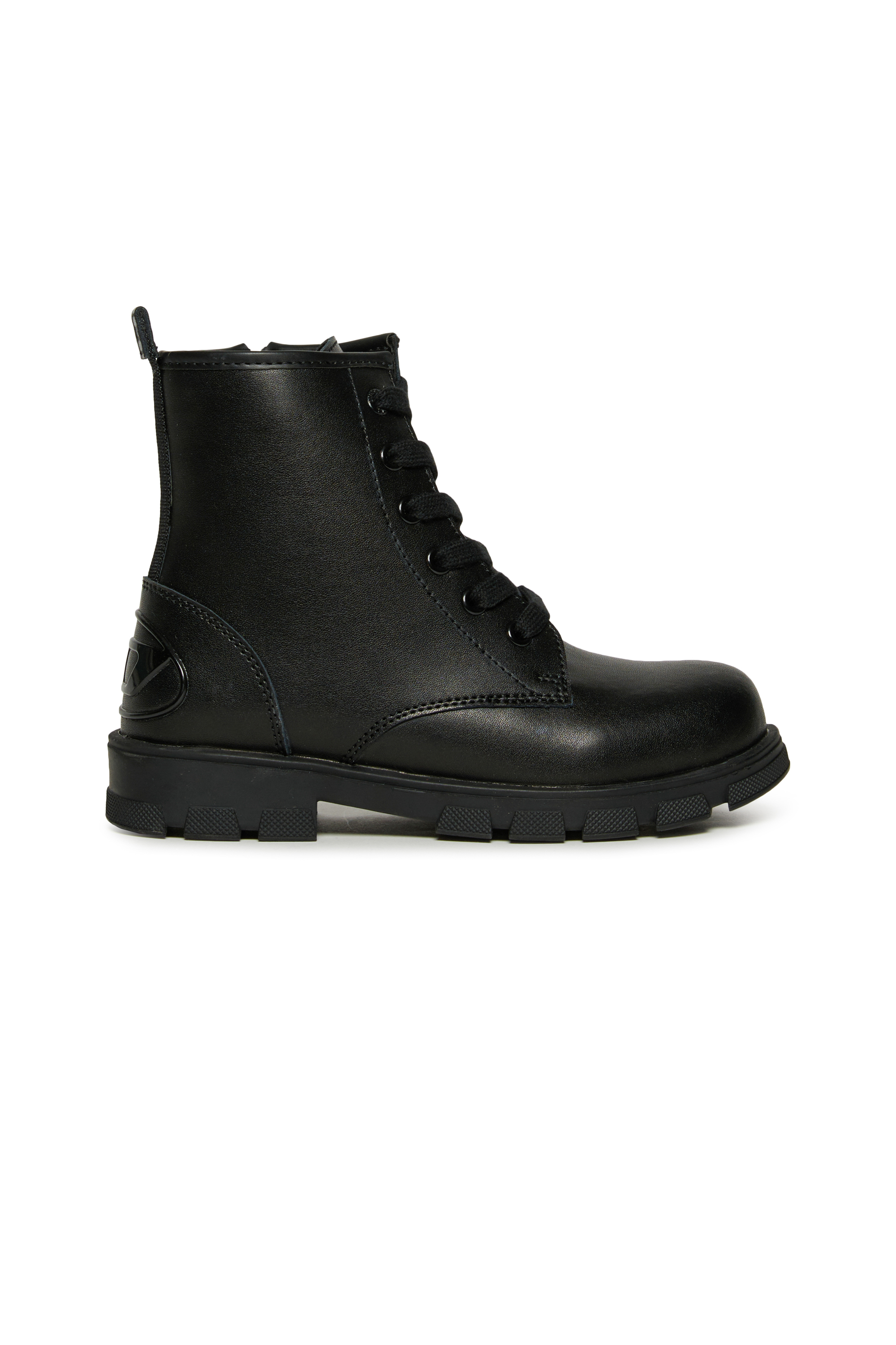 Diesel - D-HAMMER AK LACE, Unisex D-Hammer Lederstiefel mit seitlichem Reißverschluss in Schwarz - 1