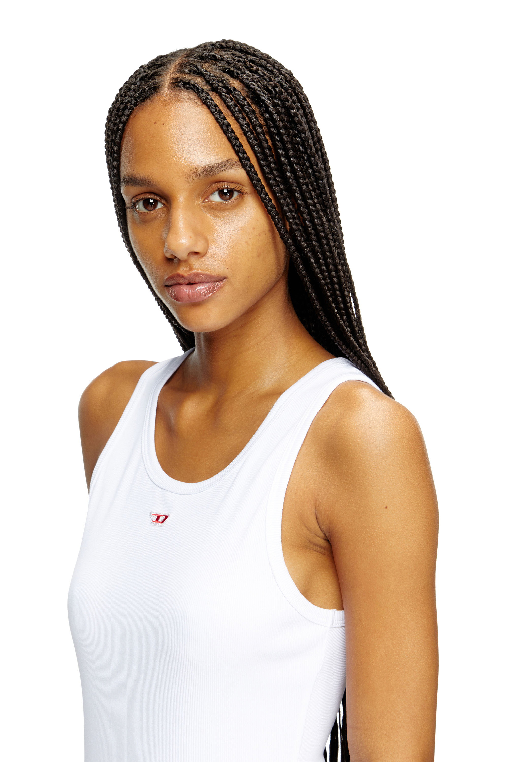 Diesel - D-TANK-LONG-D, Damen Kurzes Tank-Kleid mit D-Logo in Wei&szlig; - 5