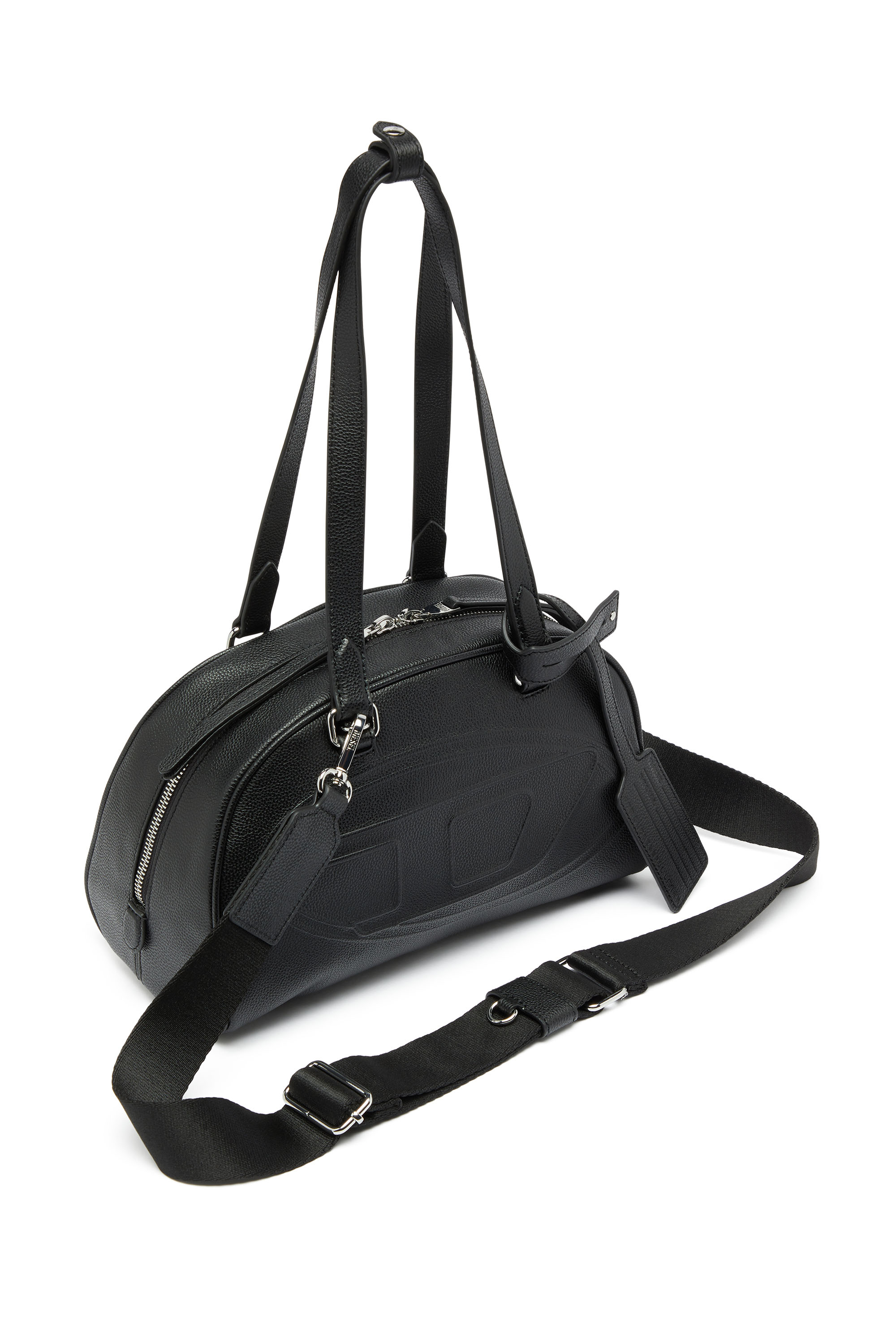 Diesel - 1DR DOME SHOULDER, Unisex 1DR Dome - Boston Bag aus Leder mit gepr&auml;gtem Logo in Schwarz - 6