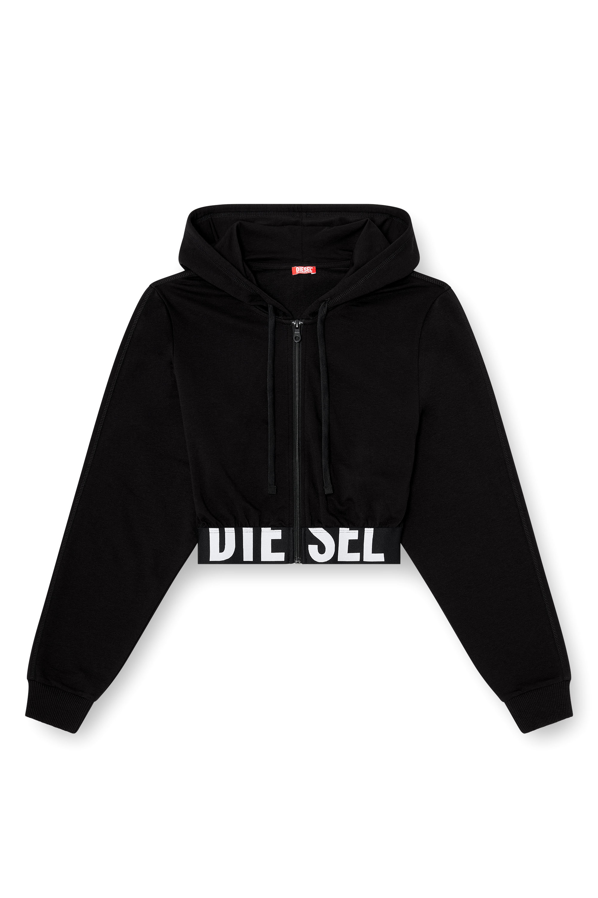 Diesel - NIKA-D-POP, Damen Cropped Hoodie mit Logo-Band in Schwarz - 3