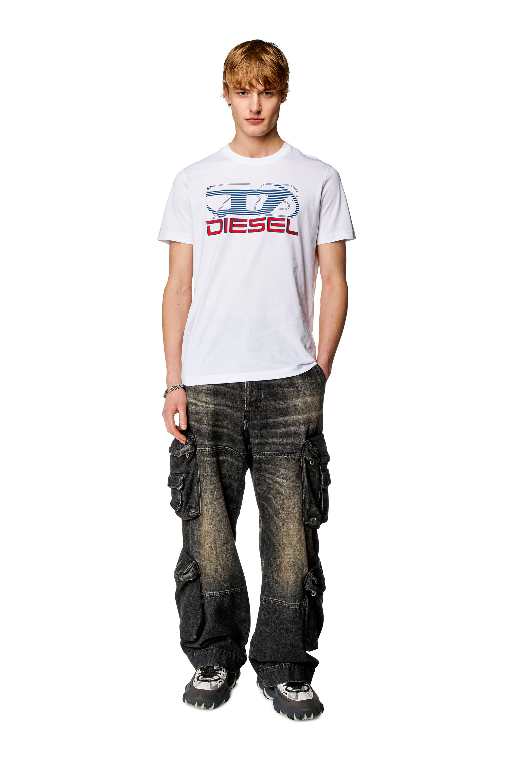 Diesel - T-DIEGOR-K74, Herren T-Shirt mit Oval D 78-Print in Weiss - Image 2