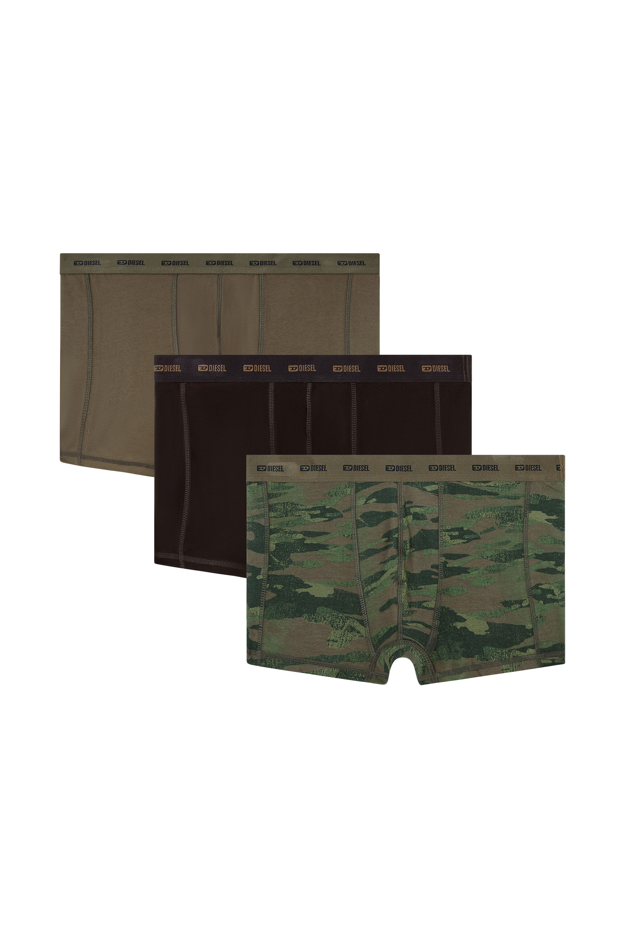 Diesel - DAMIEN-UTLT-3PACK, Herren Einfarbige und Camouflage Retropants im Dreierpack in Grün/Schwarz - 2