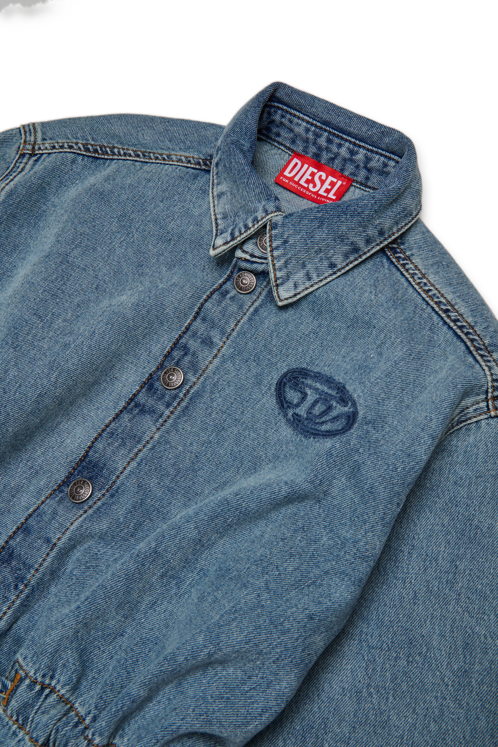 Diesel - DREAMY, Damen Kleid aus Denim mit Kordelzug in Hellblau - 3