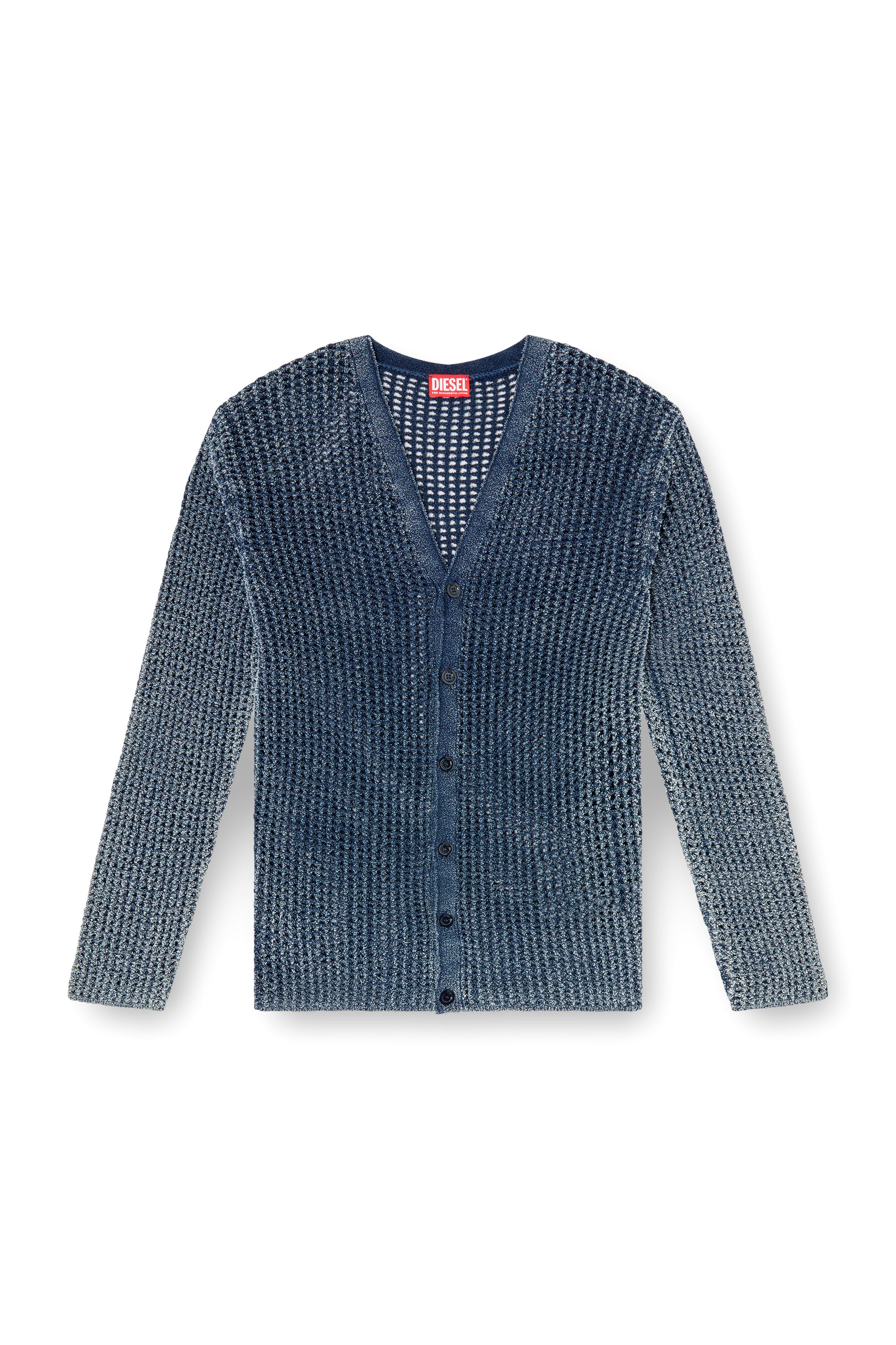 Diesel - K-REDRAM, Herren Cardigan aus Mesh und Denim-Garn in Blau - 2