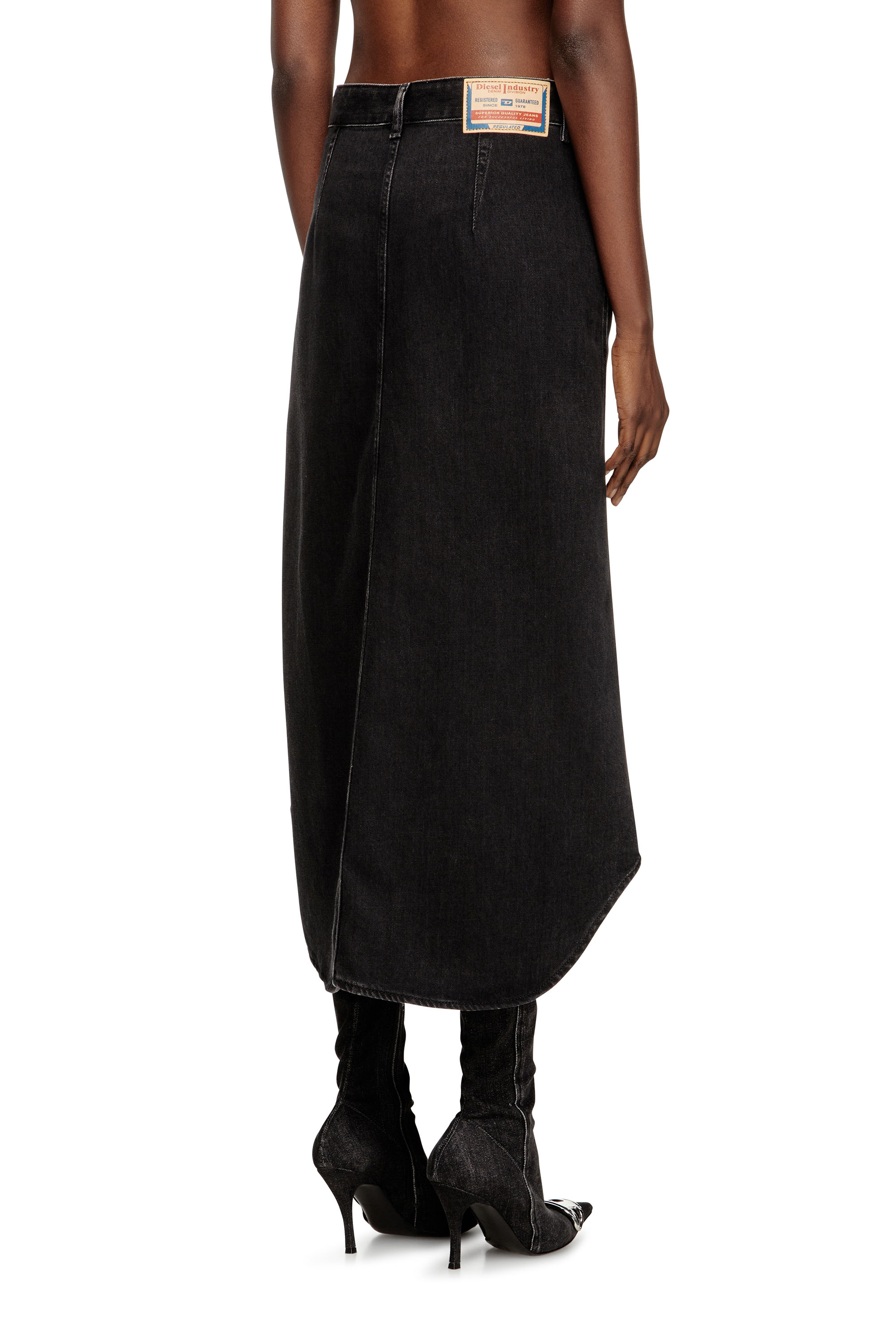 Diesel - DE-ARD-LONG, Damen Midirock aus Denim in Schwarz - 4