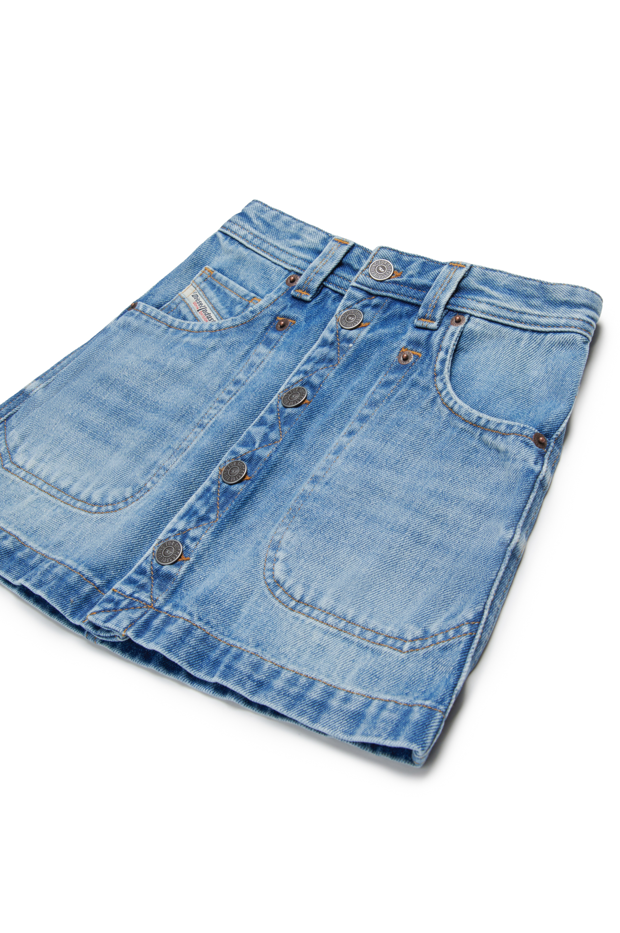 Diesel - GEALBUS, Damen Minirock aus Denim mit Knöpfen an der Vorderseite in Mittelblau - 3