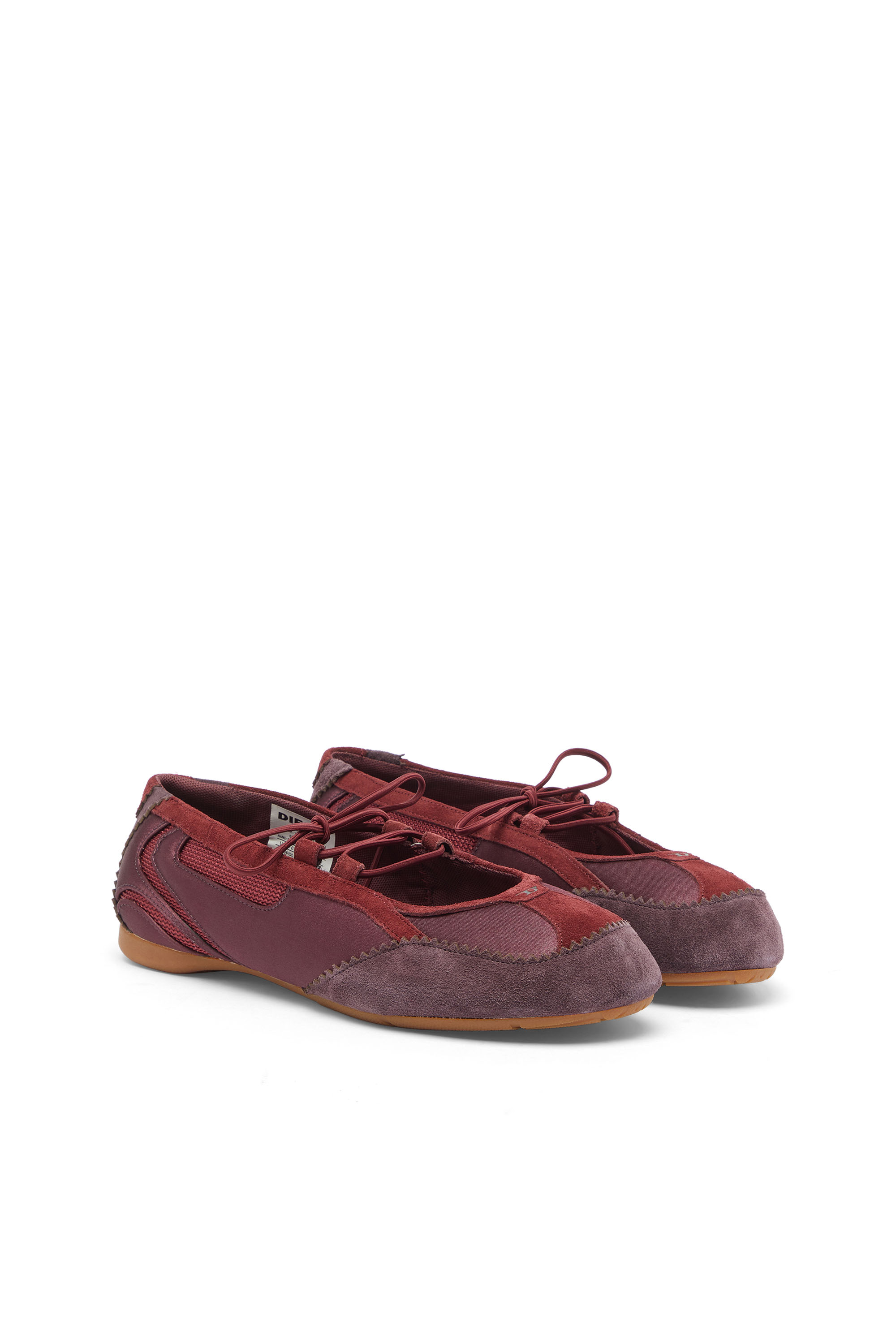 Diesel - D-MILE BALLERINA LACE UP II W, Damen D-Mile &ndash; Ballerinaschn&uuml;rschuhe aus Leder und Mesh in Burgunderrot - 2