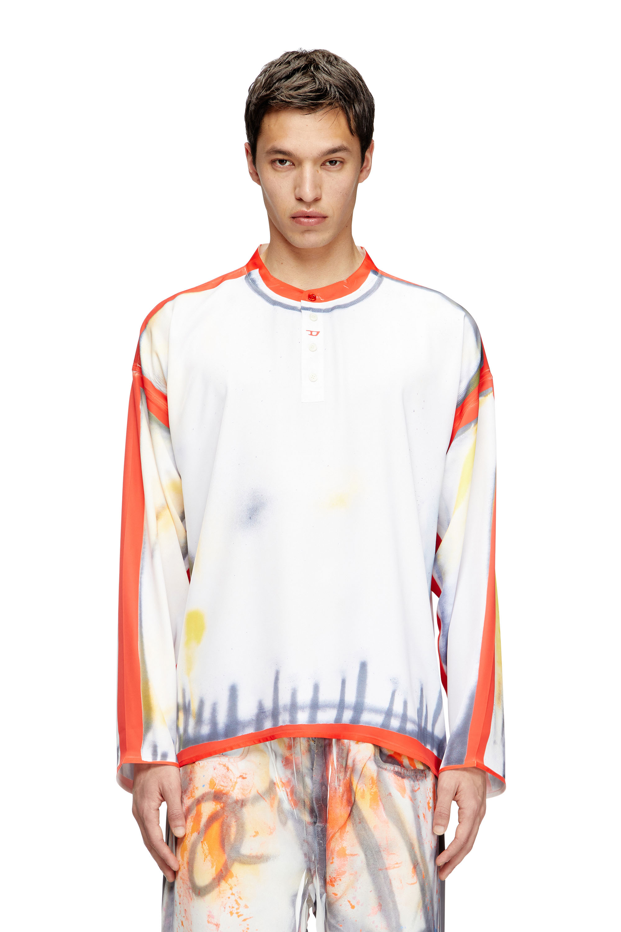 Diesel - T-OLAVI-A-SER-GRAFFITI-USA, Unisex Henley-Top im Graffiti-Print in Rot/Weiss - 3