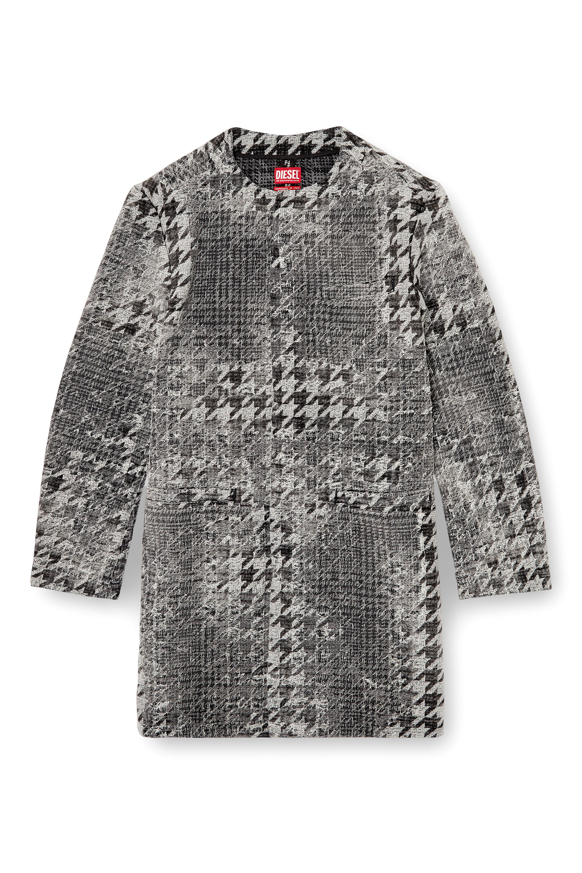 Diesel - D-LOT-FSH, Unisex Mantel aus Prince-of-Wales-Jacquard-Denim in Schwarz/Weiss - 2