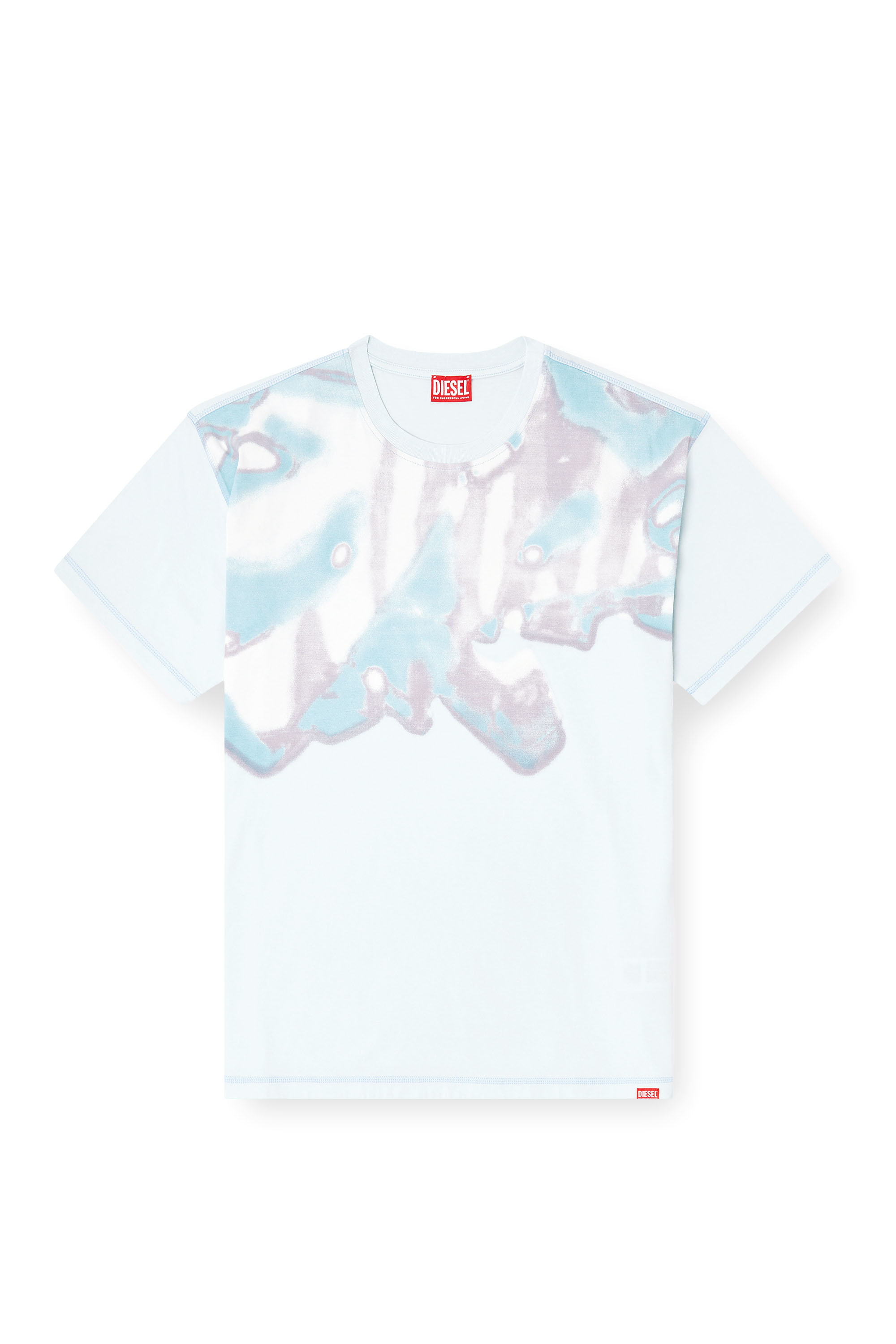 Diesel - T-GASPARD-IHBJ, Herren T-Shirt mit verblasstem Grafik-Print in Hellblau - 3
