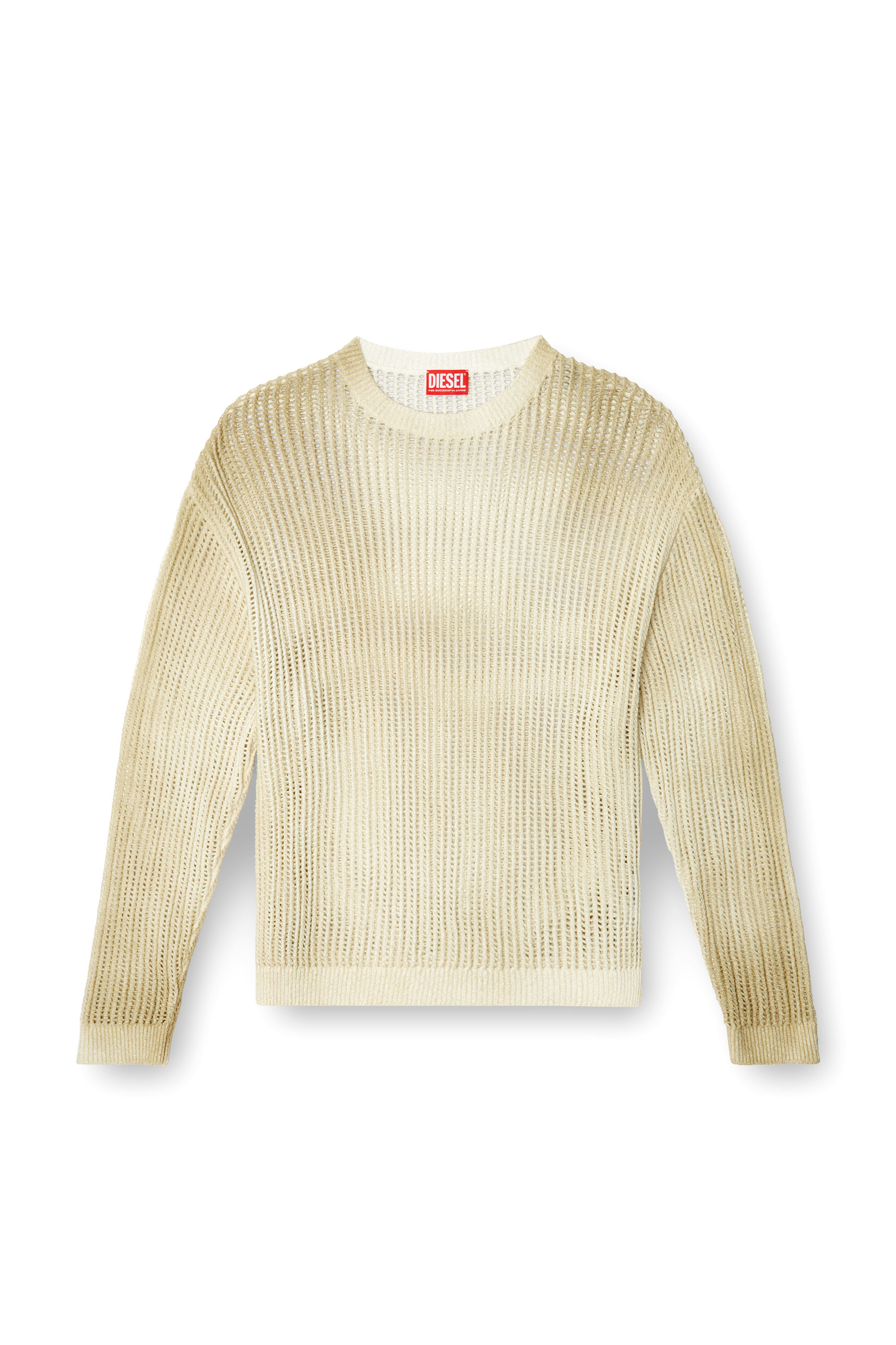 Diesel - K-SKUAT, Herren Offen gestrickter Pullover mit vielgetragenem Effekt in Beige - 3