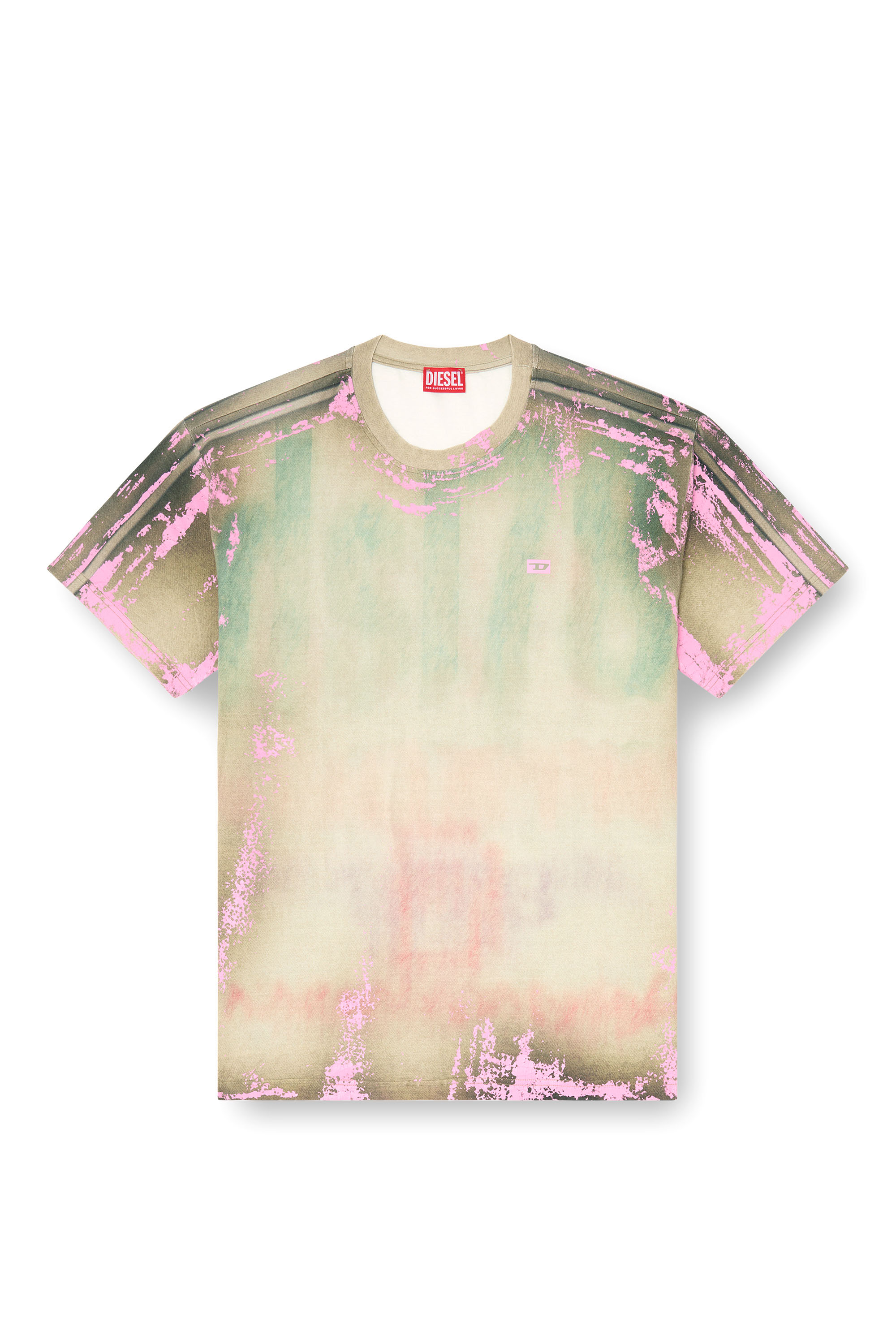 Diesel - T-FILMY-SHO, Man's T-shirt in cracked leather-effect jersey in Multicolor - 2