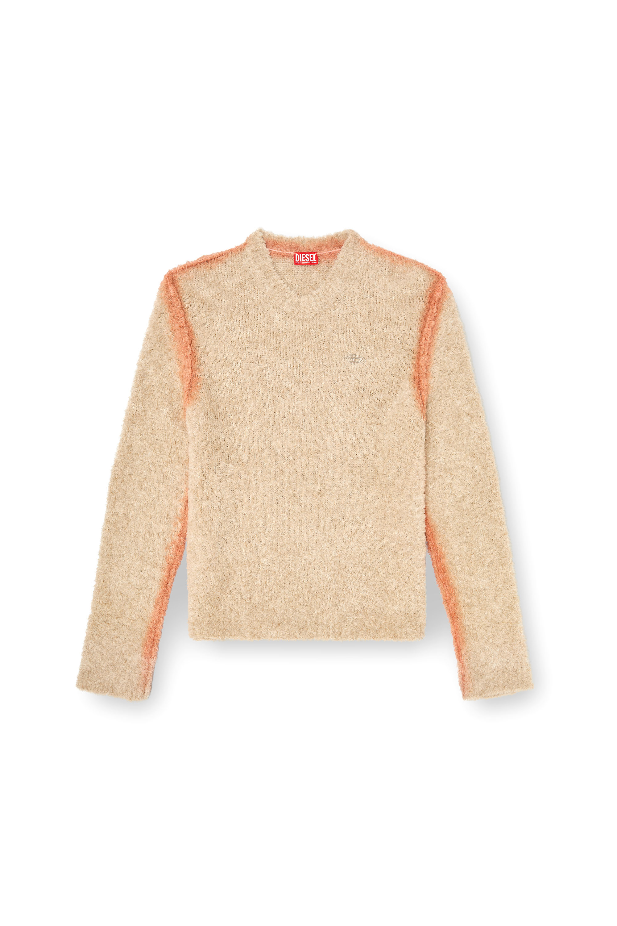Diesel - K-RIMI, Herren Alpaca-Mix Pullover mit spraygef&auml;rbten N&auml;hten in Hellbraun - 3