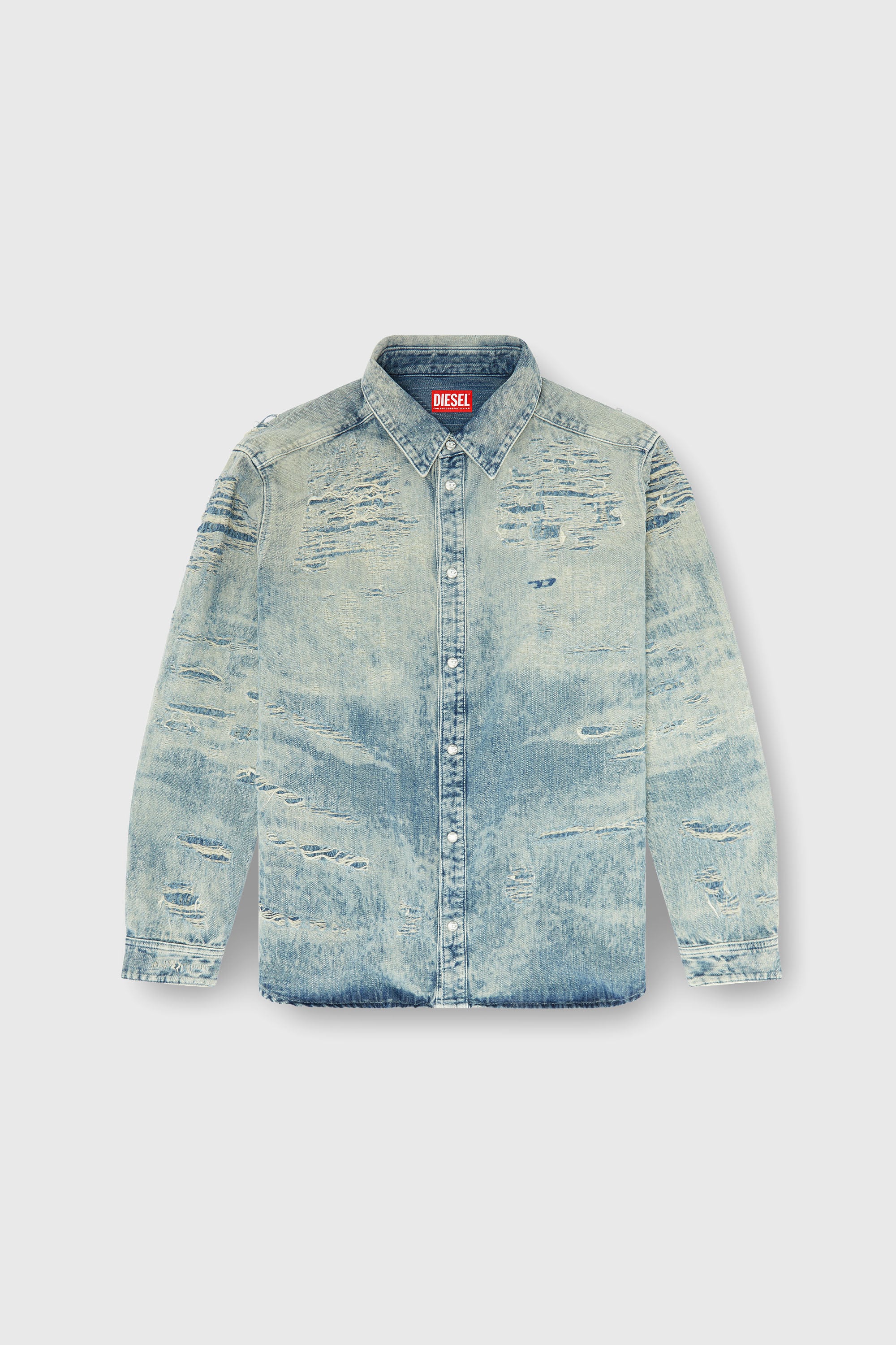 Diesel - D-SIMPLY, Herren Hemd aus Jacquard-Denim mit Used-Effekt in Hellblau - 2