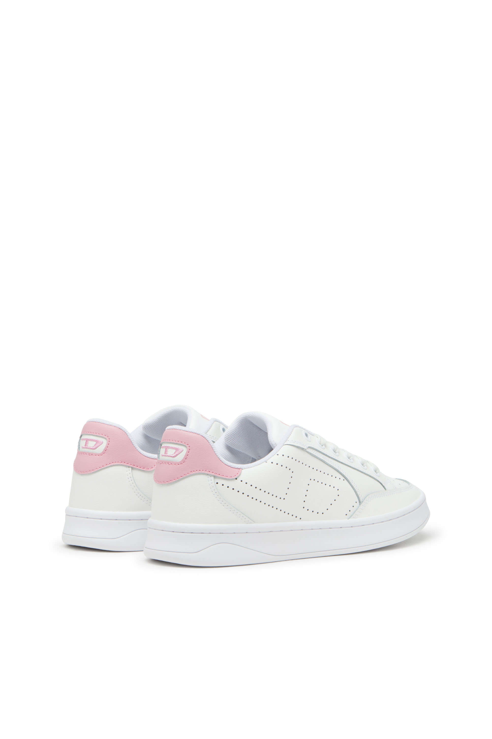 Diesel - S-DAKOTA LOW W, Damen Sneakers aus Leder mit perforiertem Logo in Weiss/Rosa - 3