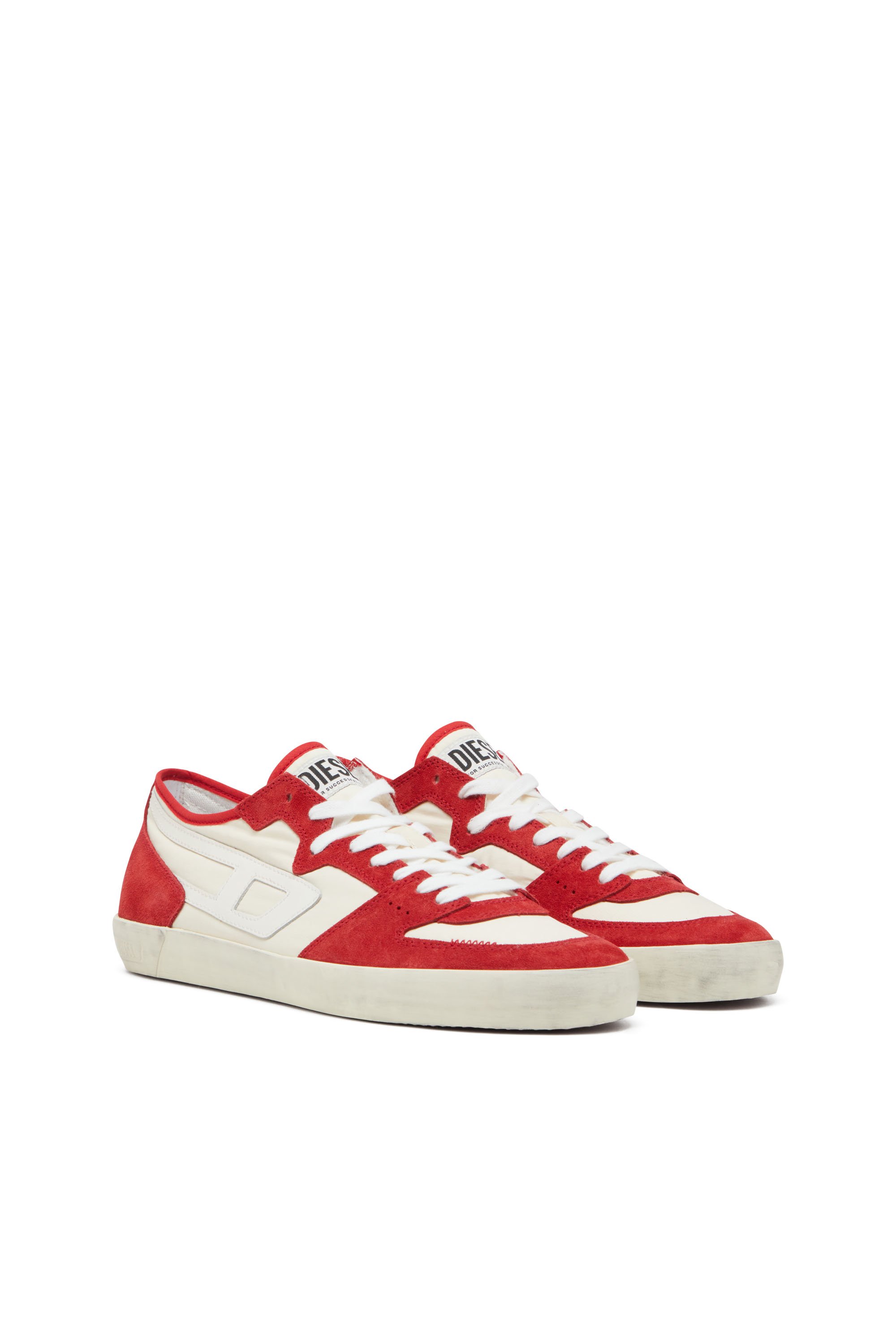 Diesel - S-LEROJI D-1 LOW, Herren Sneakers aus gepolstertem Ripstop und Veloursleder in Rot/Weiss - 2