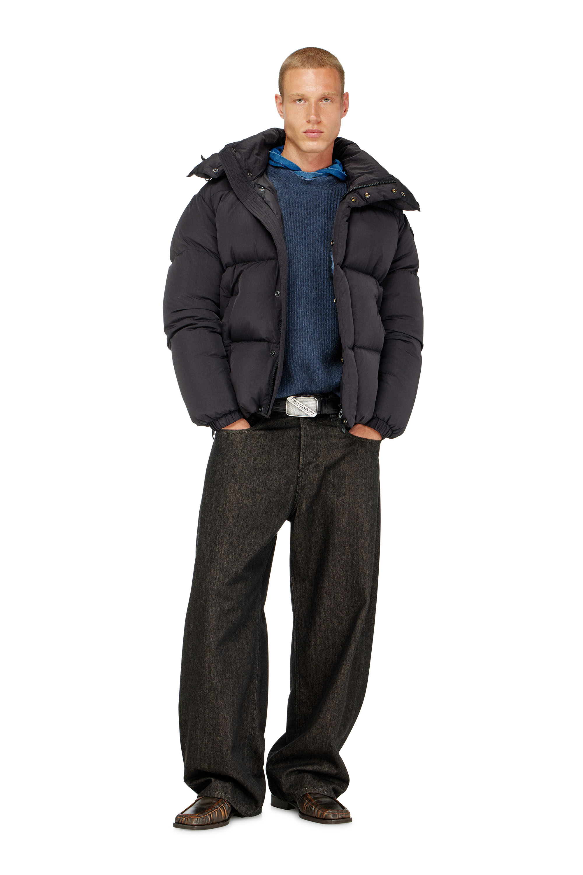 Diesel - W-ROLFYS-WRD, Herren Gesteppte Daunenjacke aus ViralOff&reg; Taslan in Dunkelgrau - 1