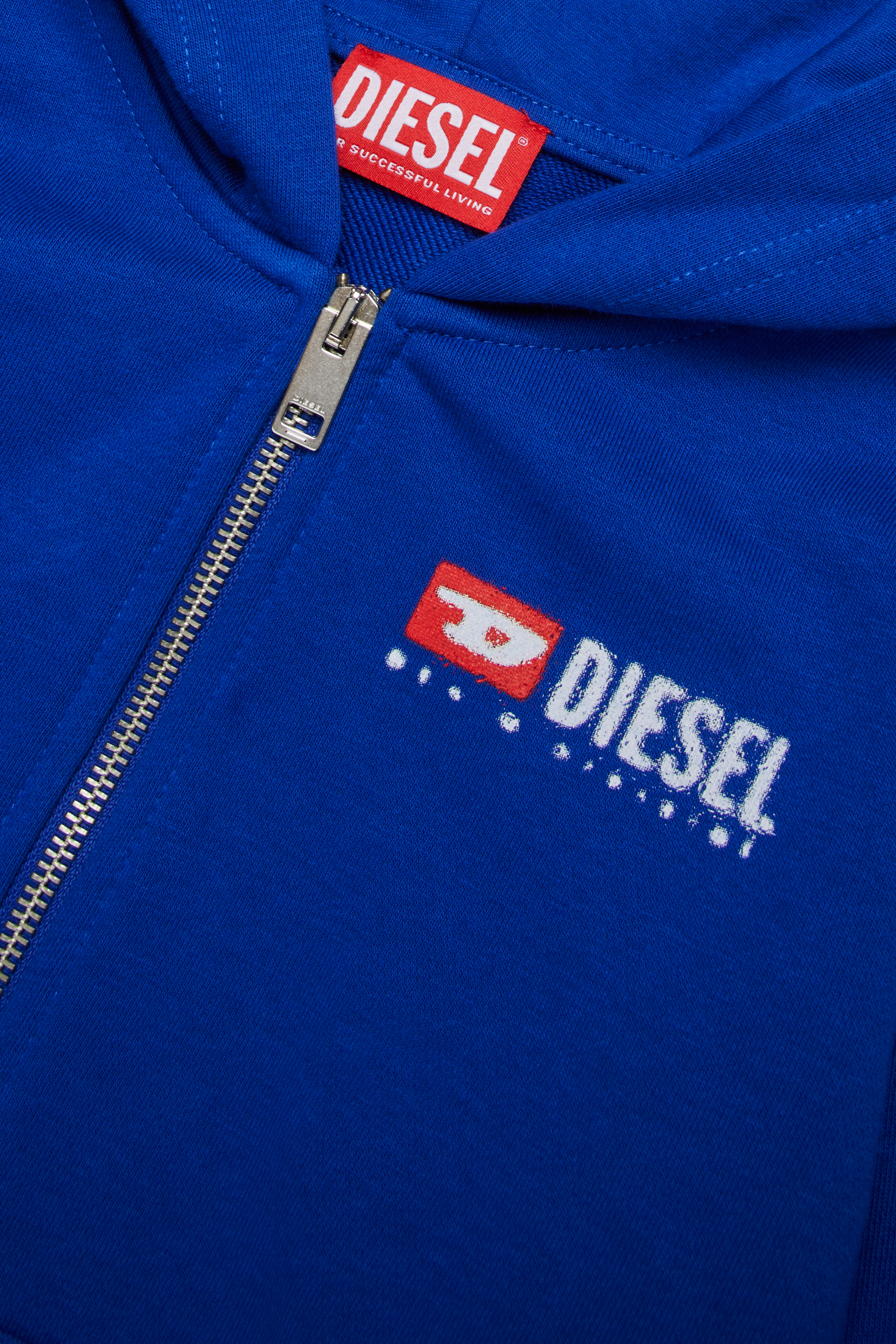 Diesel - SDROPSHOODZ OVER, Herren Baumwoll-Hoodie mit Reißverschluss in Blau - 4