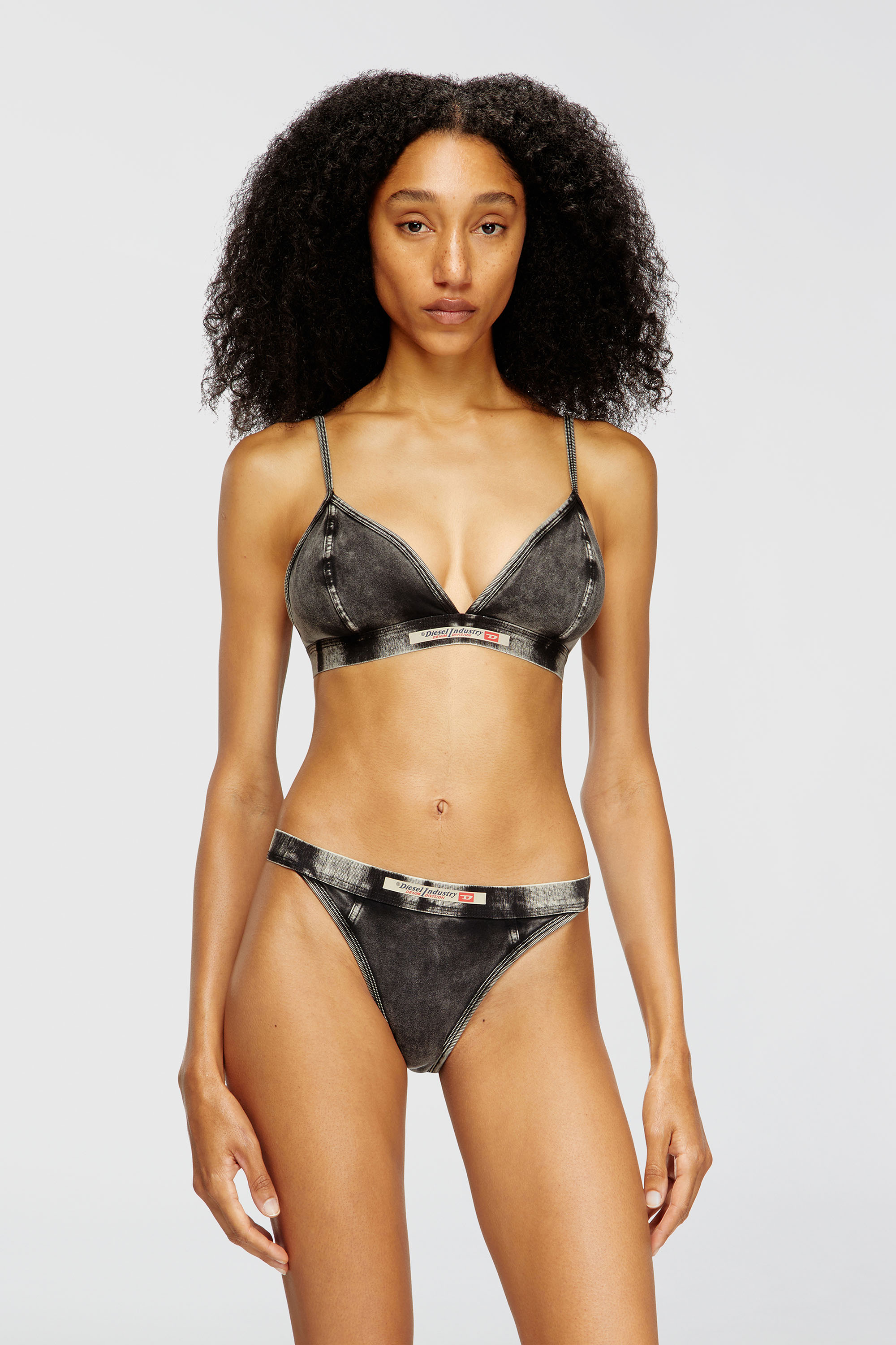 Diesel - SCILLA-DNM, Damen Triangle-BH mit Denim-Effekt in Dunkelgrau - 3