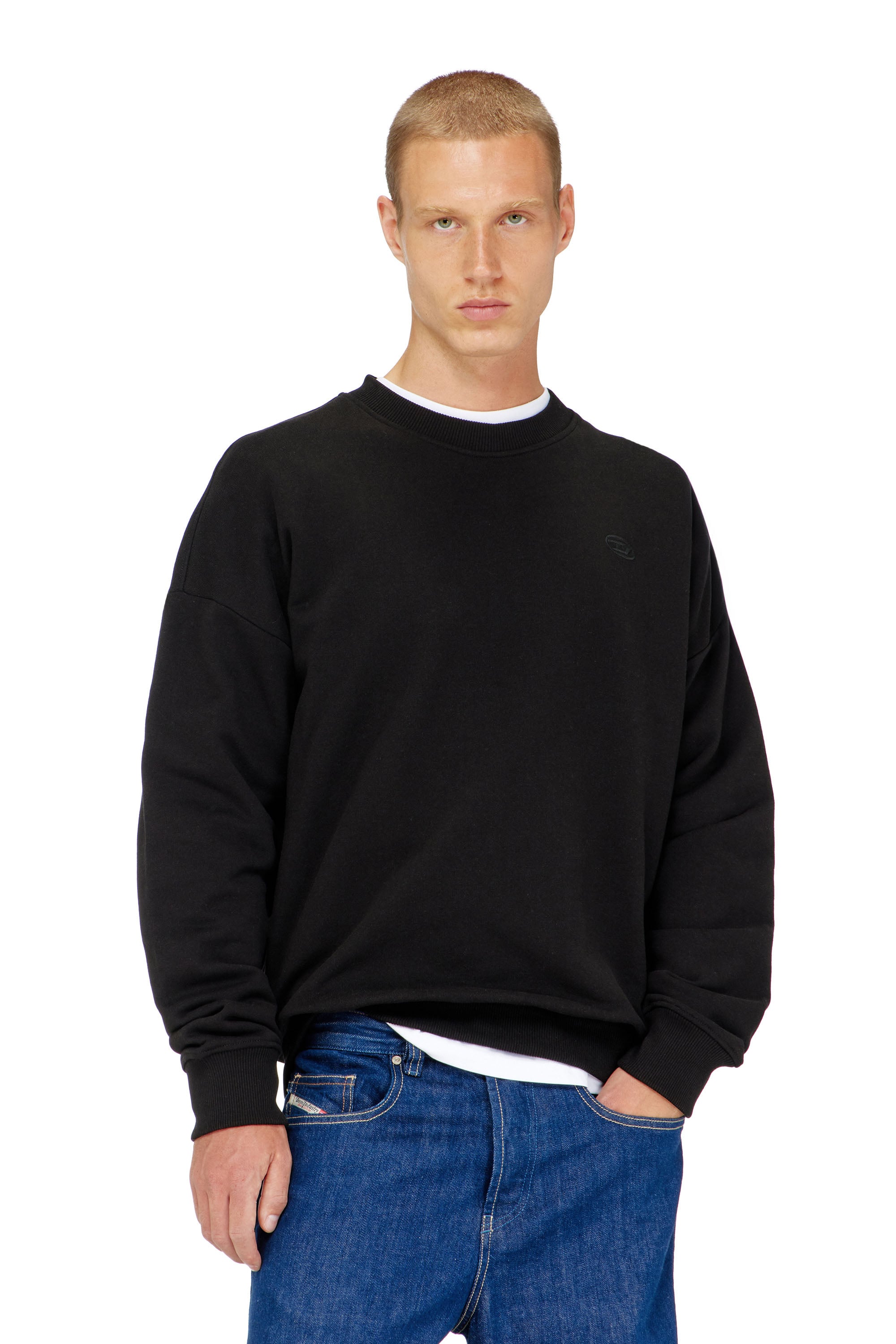 Diesel - S-ROB-MEGOVAL-D, Herren Sweatshirt mit Logo-Stickerei in Schwarz - 1