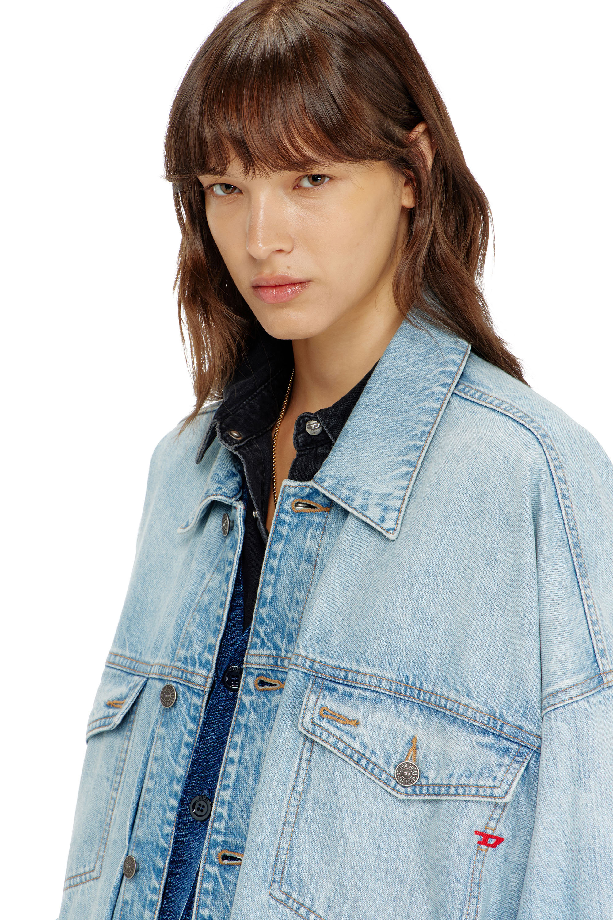 Diesel - DE-LIN, Damen Oversized denim-arbeitsjacke in Hellblau - 5