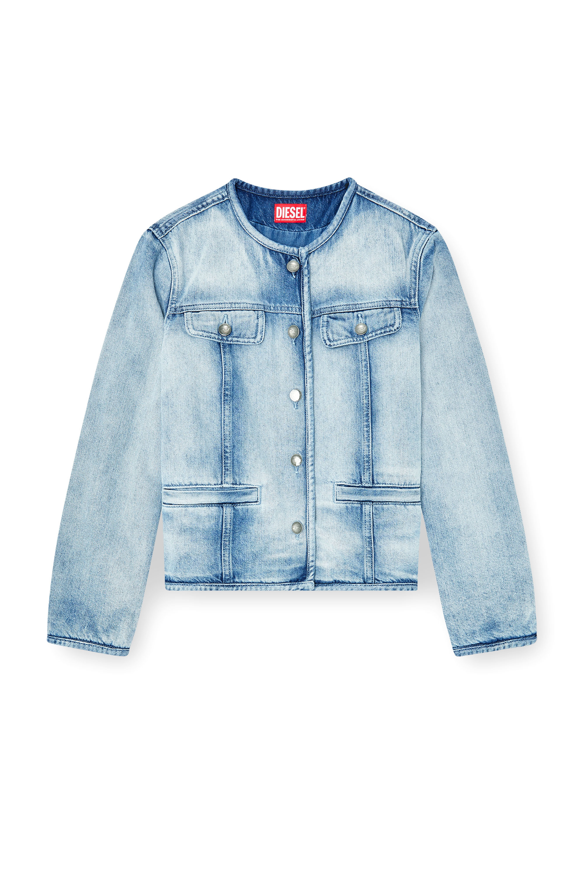 Diesel - DE-GRAFY-FSI1, Damen Jacke aus mittel-leichtem Skelett-Denim in Hellblau - 3