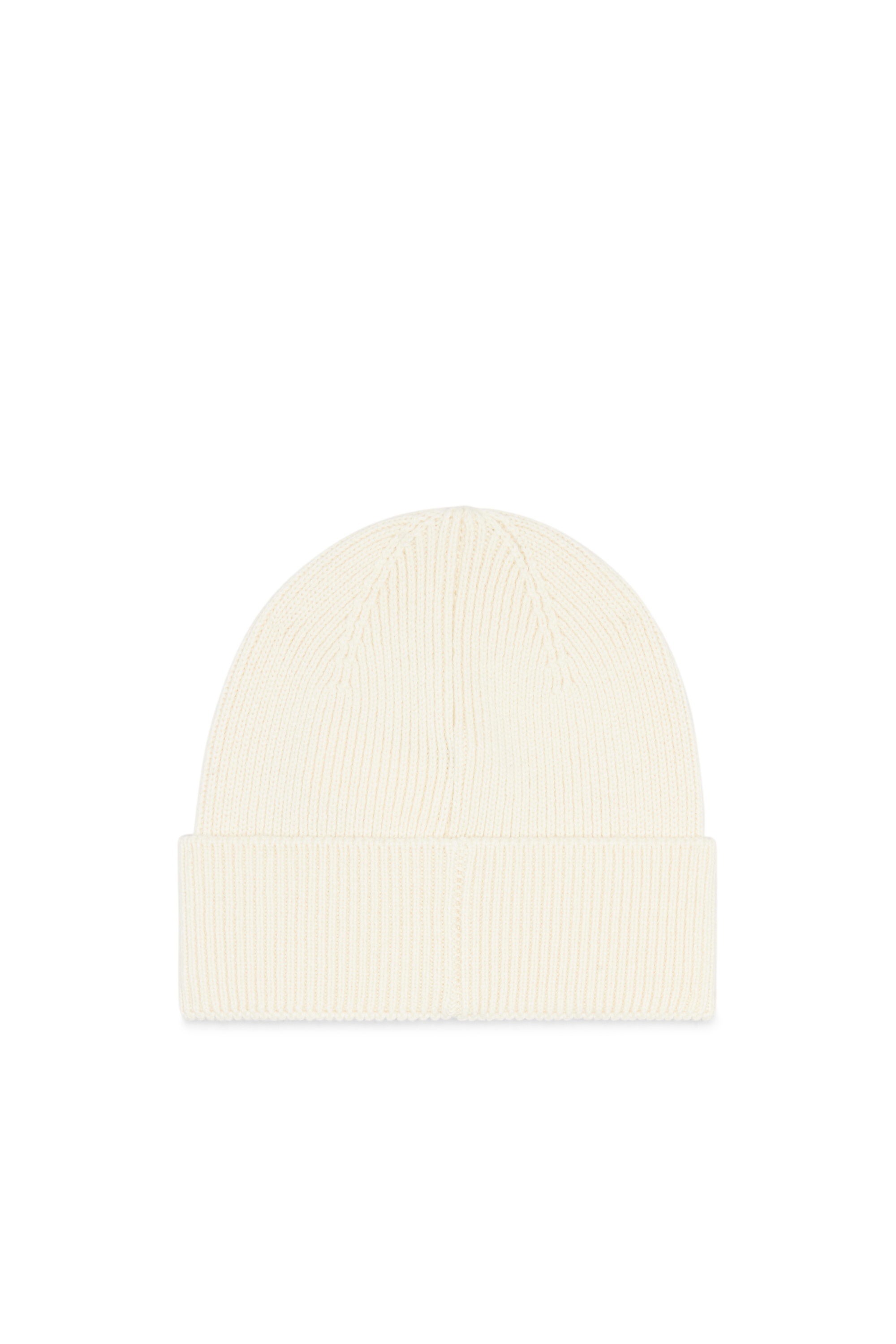 Diesel - K-CODER-FULLY B, Unisex Gerippte Beanie-Mütze mit D-Stickerei in Weiß - 2