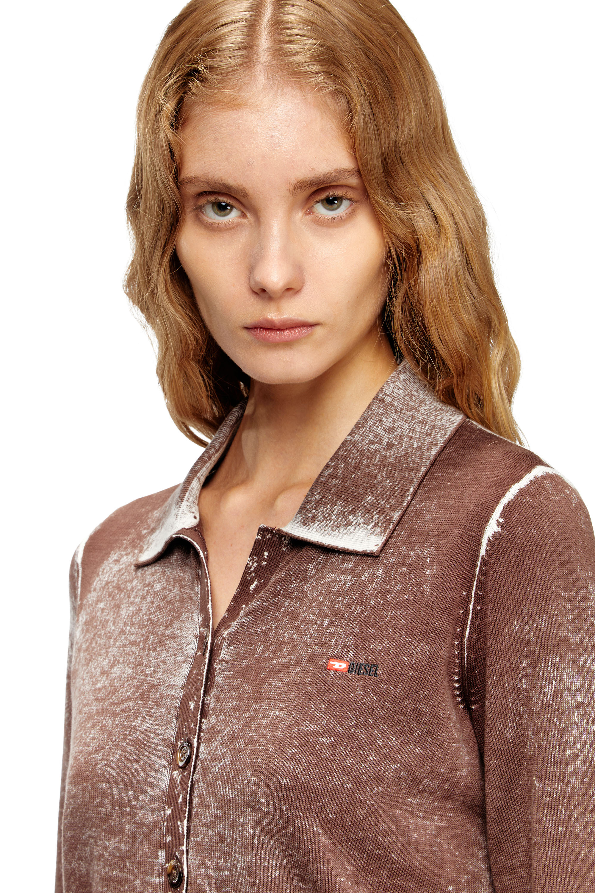 Diesel - M-LOREN, Damen Cardigan mit verblasstem Umkehrdruck in Braun - 5