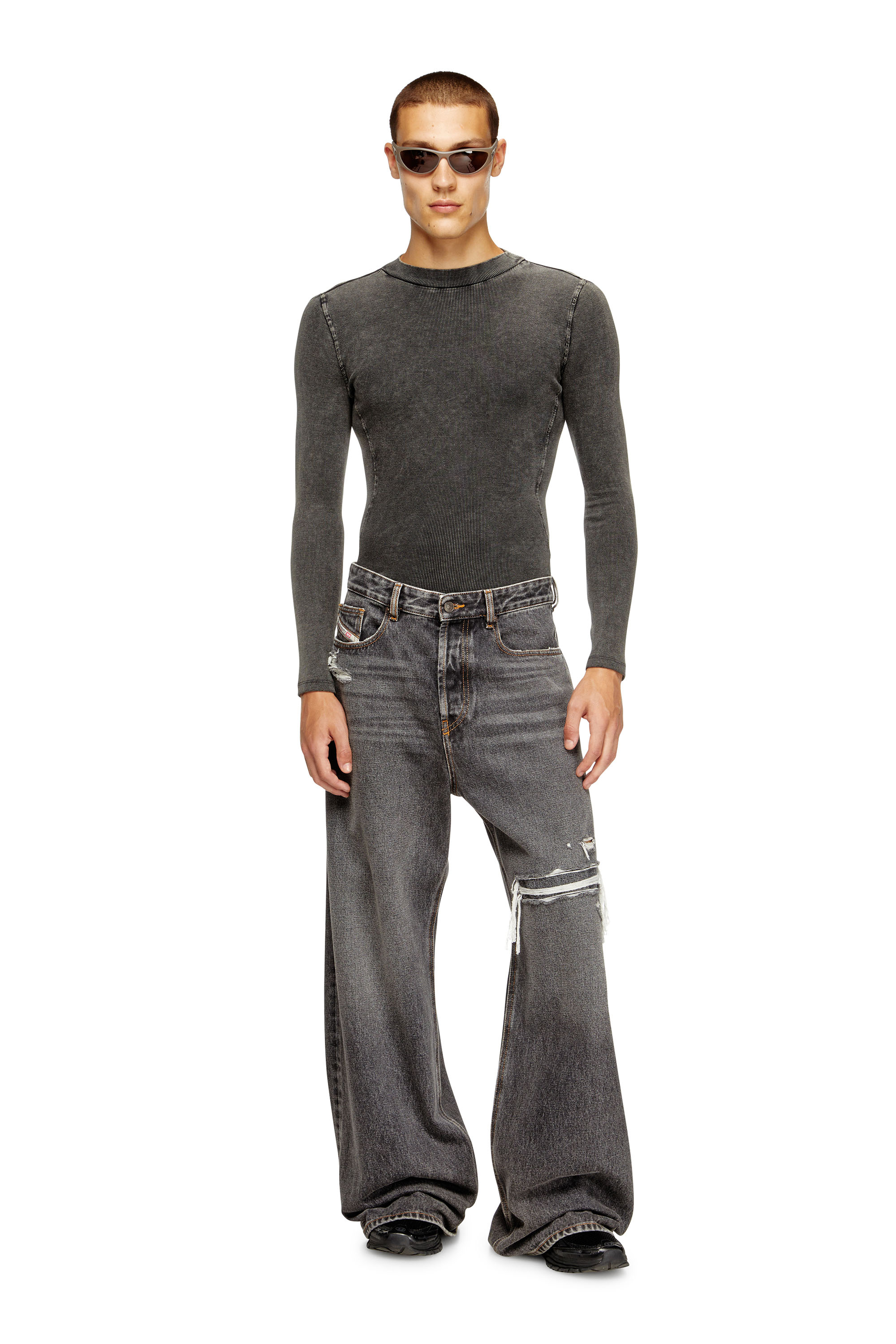 D-RISE Herren: Oversized Straight Schwarz/Dunkelgrau Jeans | Diesel