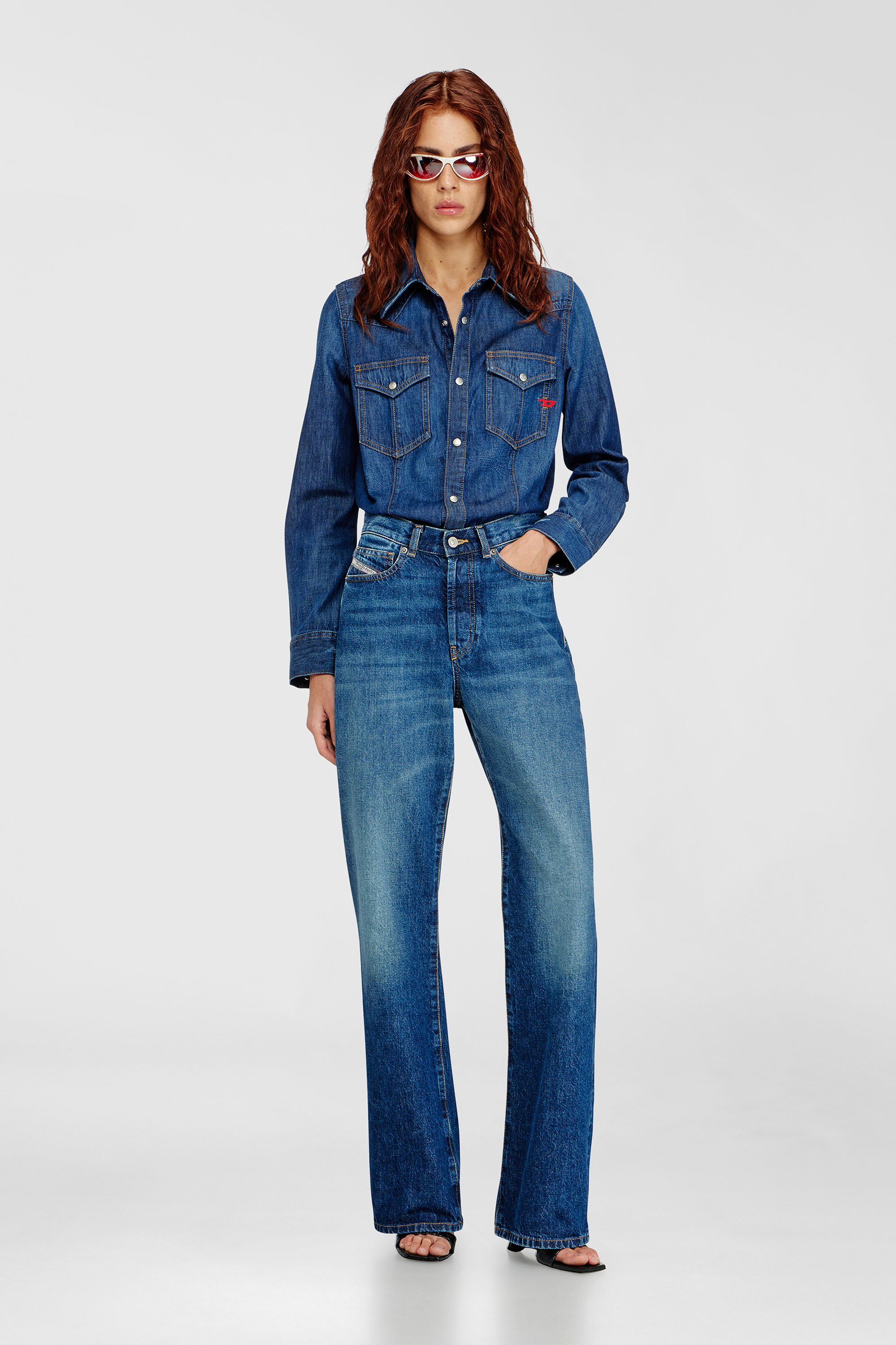Diesel - DE-WAVES, Damen Westernhemd aus Clean-Wash-Denim in Blau - 1