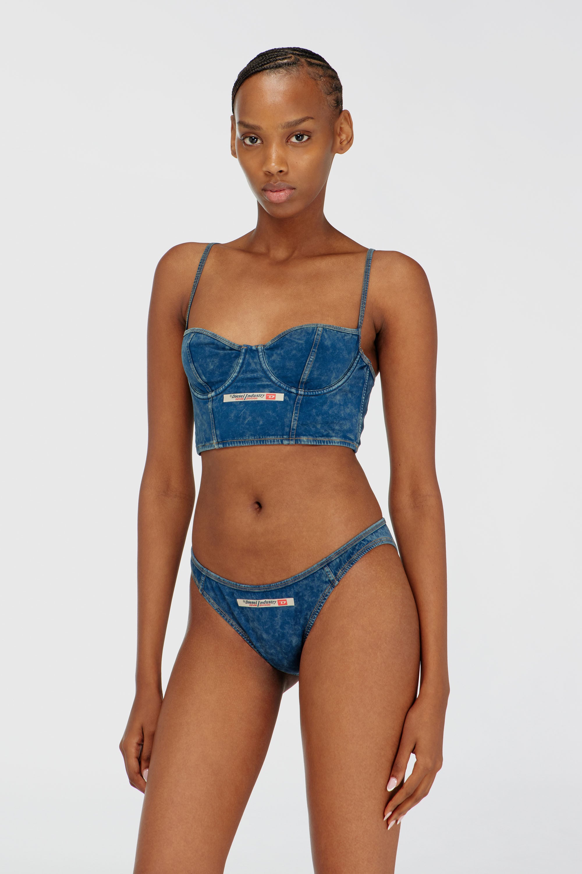 Diesel - SHEILA-DNM, Damen Bustier-Top aus Baumwolle mit Denim-Effekt in Blau - 1