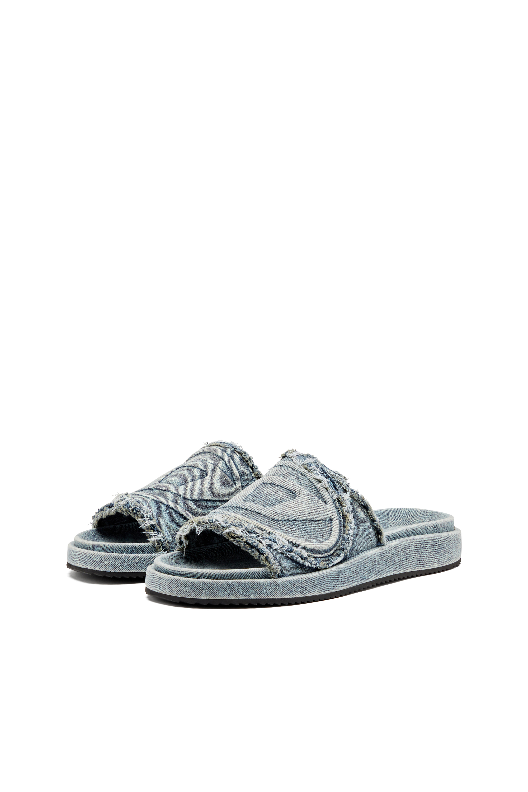 SA-SLIDE D OVAL, Hellblau Diesel - SA-SLIDE D OVAL, Unisex Sa-Slide D-Slides aus vielgetragenem Denim in Hellblau - 8