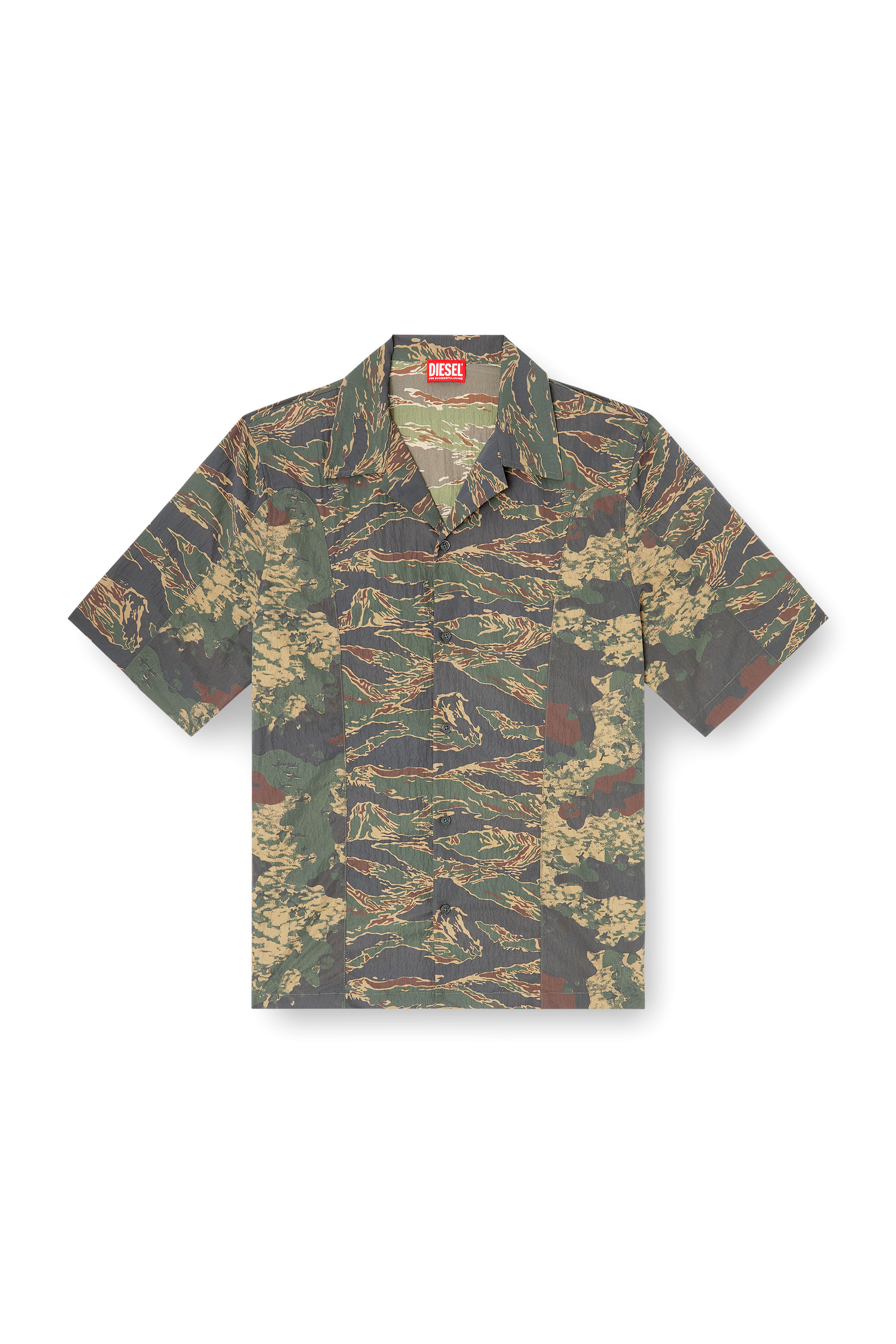 Diesel - S-BRACK-EPBW, Herren Hemd mit gemischten Camo-Prints in Armeegrün - 3