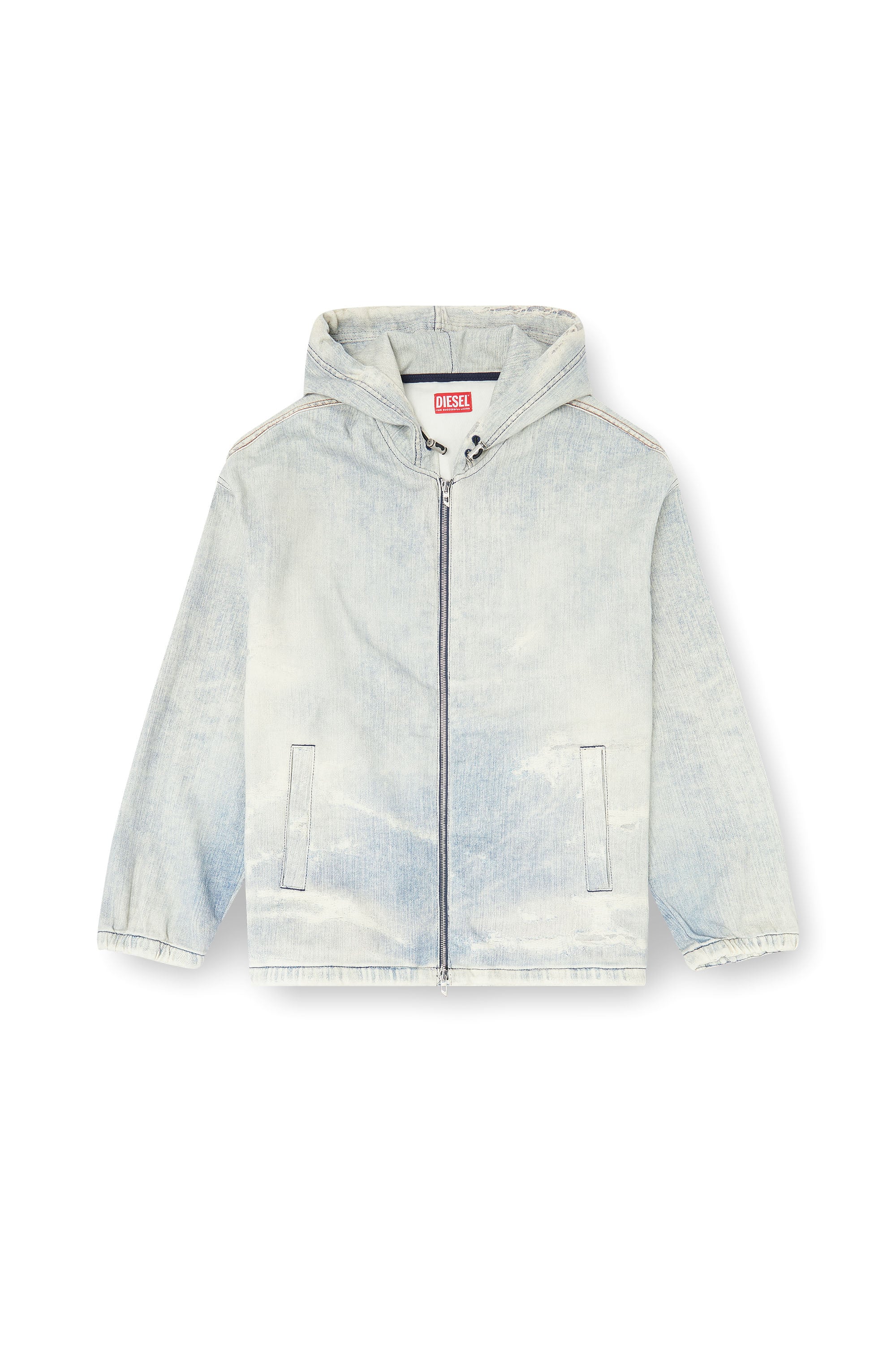 Diesel - D-WYNNY JOGG, Herren Hooded JoggJeans jacke mit trompe-l&rsquo;oeil in Hellblau - 3