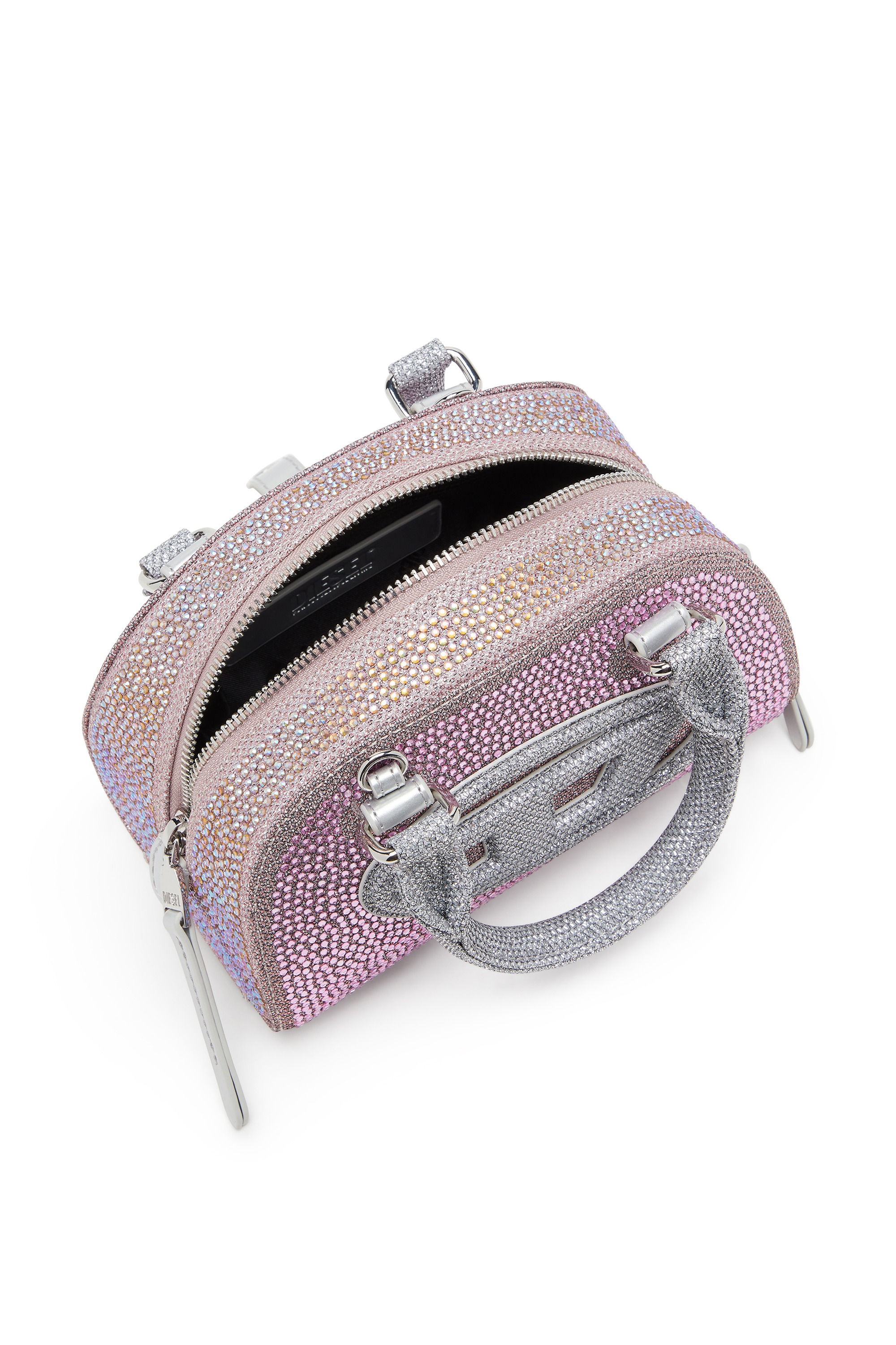 Diesel - 1DR DOME CROSSBODY, Damen 1DR Dome - Kleine-Crossbody-Bag aus Crystal Lurex in Rosa - 3
