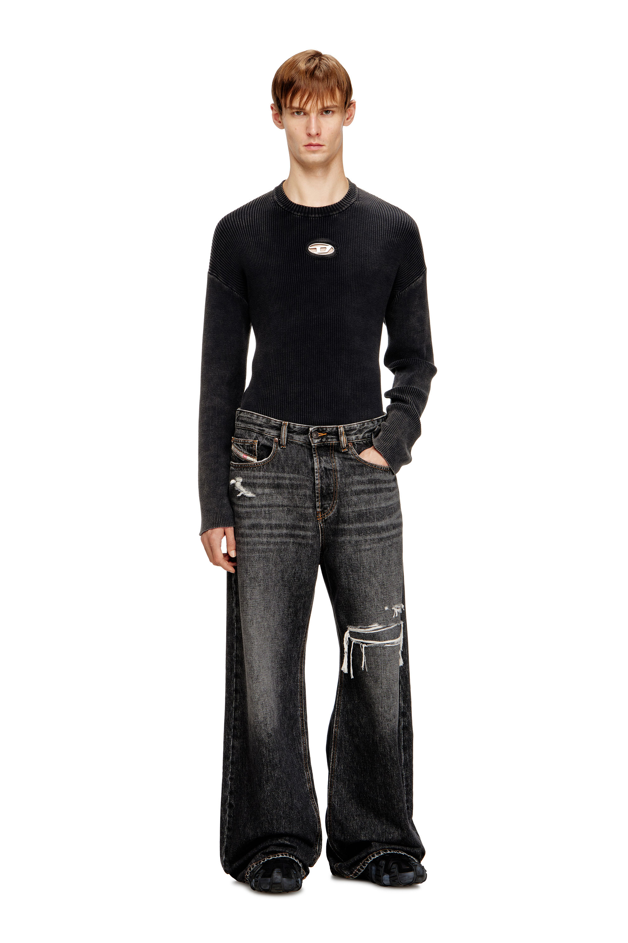 Diesel - Herren Relaxed Jeans D-Rise 007DN, Schwarz/Dunkelgrau - 1