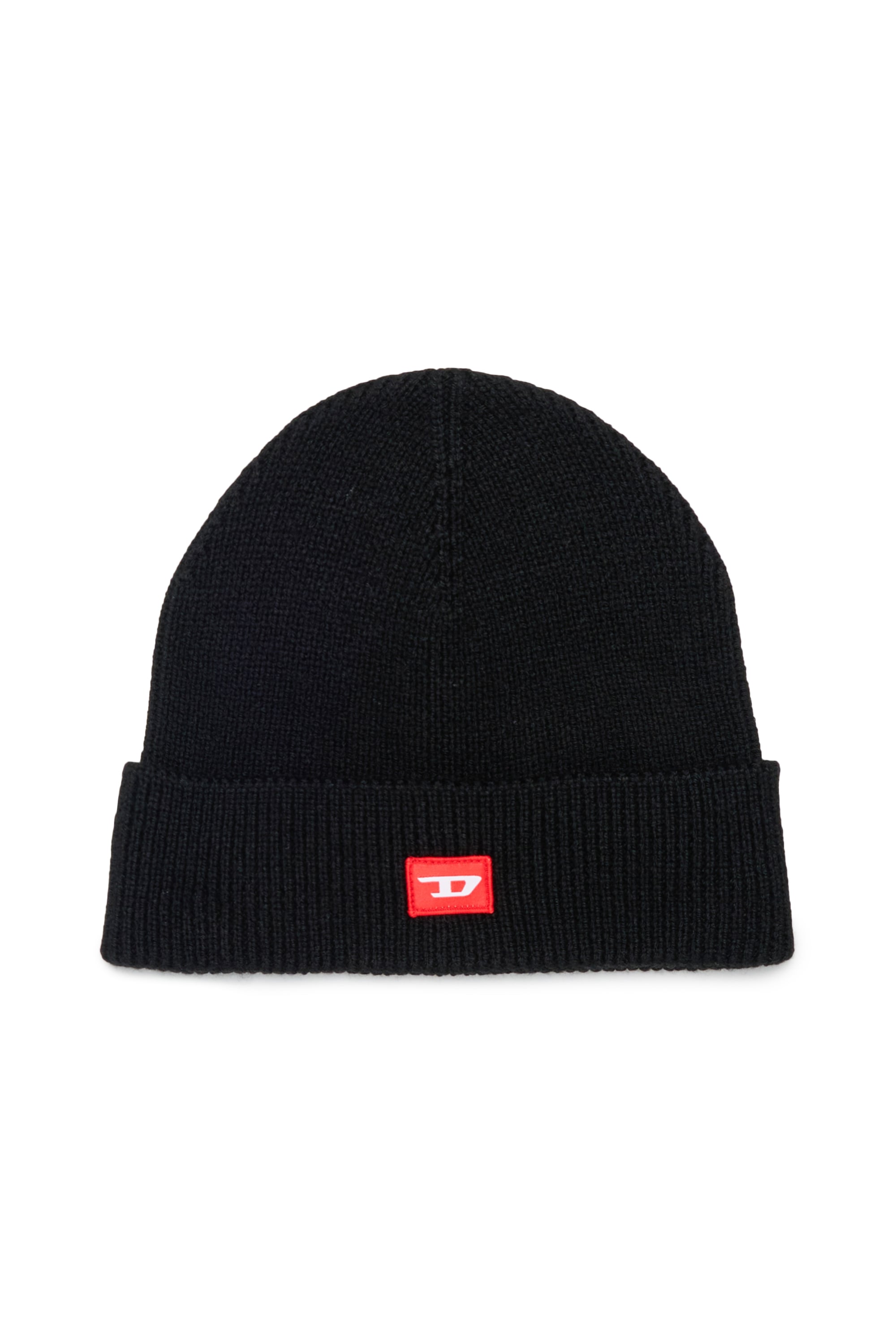 Diesel - FLOT, Unisex Beanie aus Wollmischung mit D Logo Patch in Schwarz - 1