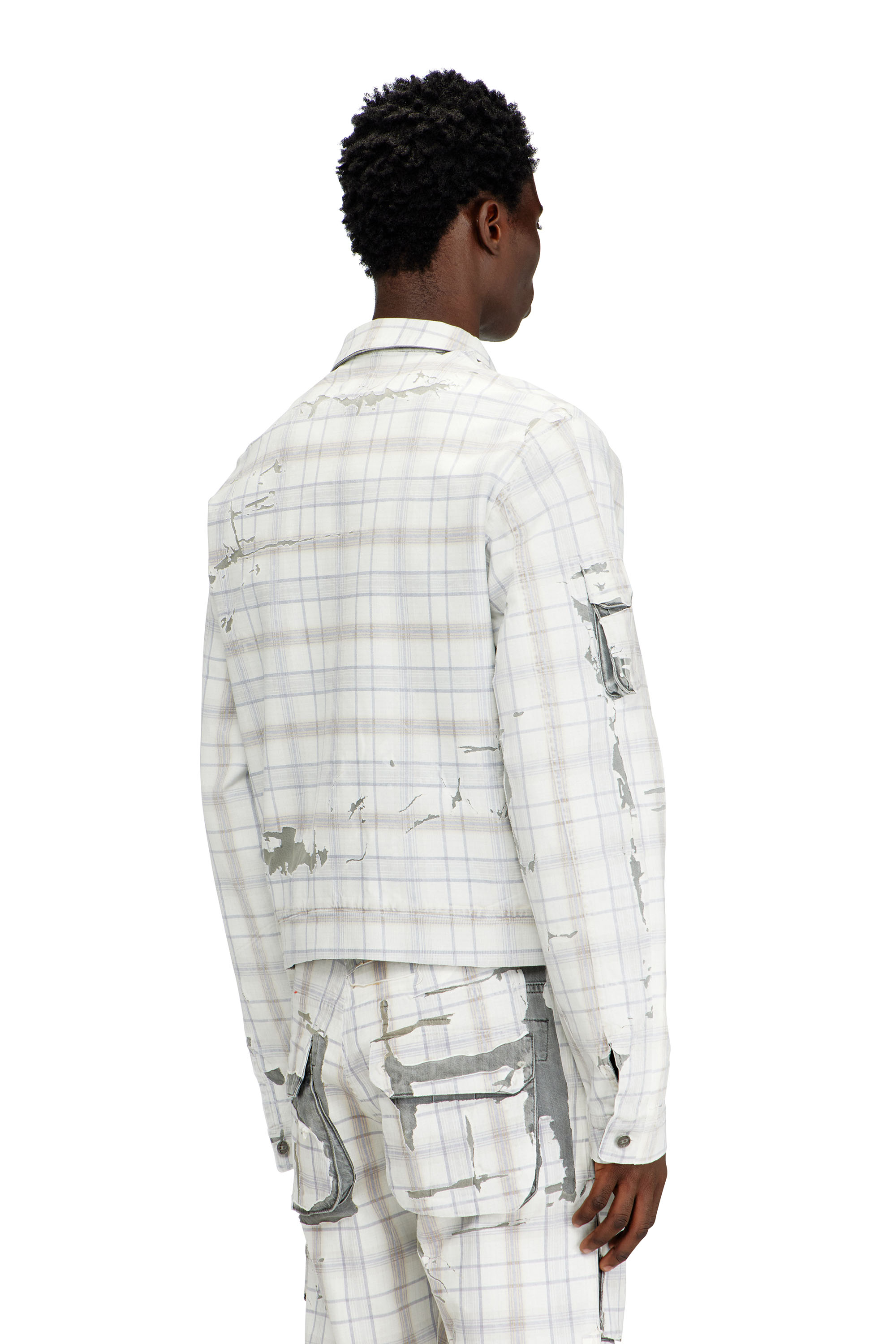 Diesel - D-VALEN-FSI1, Herren Jeansjacke mit Abzieheffekt in Grau - 4