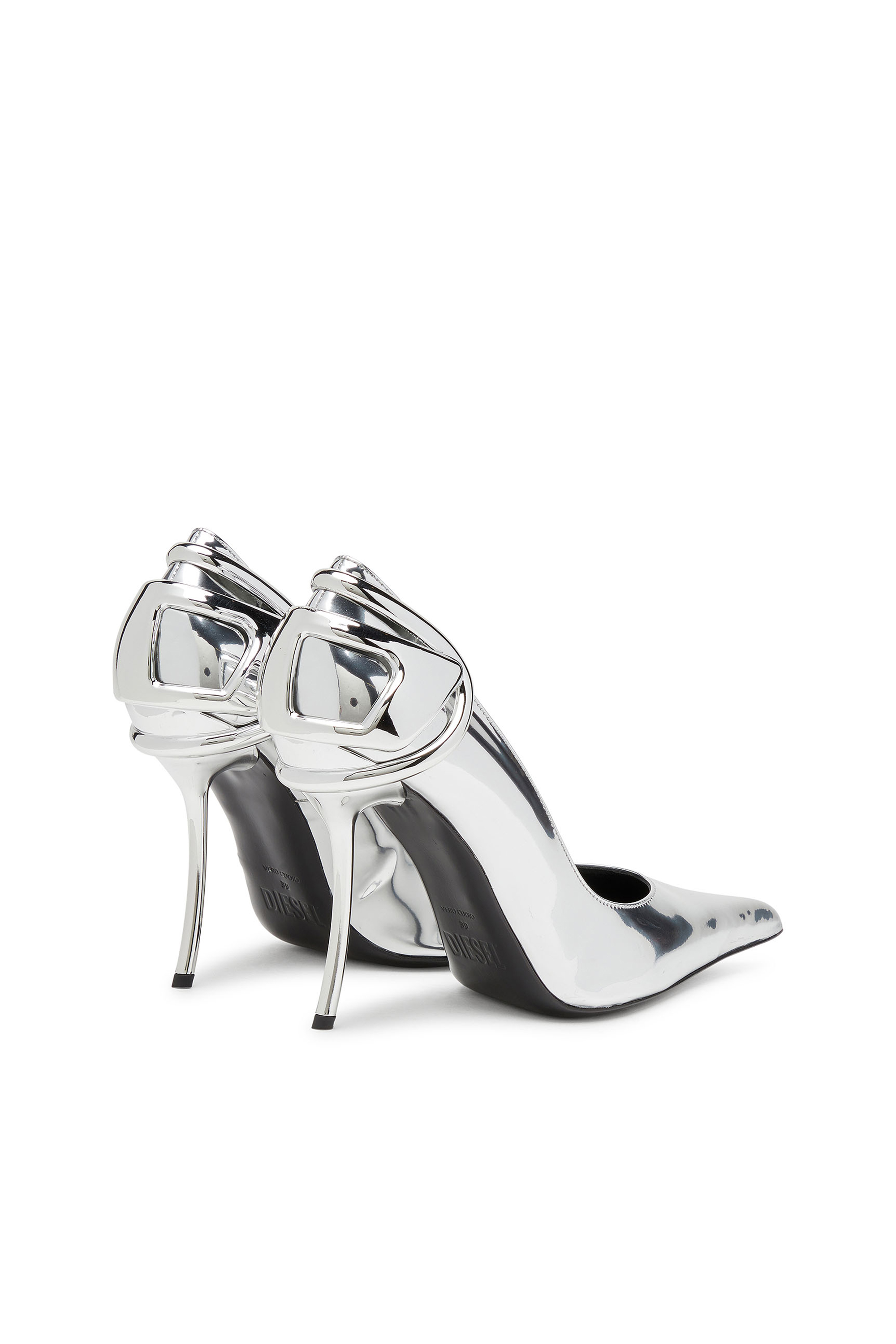 Diesel - D-TEN&HALF P, Damen D-Ten&Half-Metallic-Pumps mit geschwungenem Absatz in Silber - 3