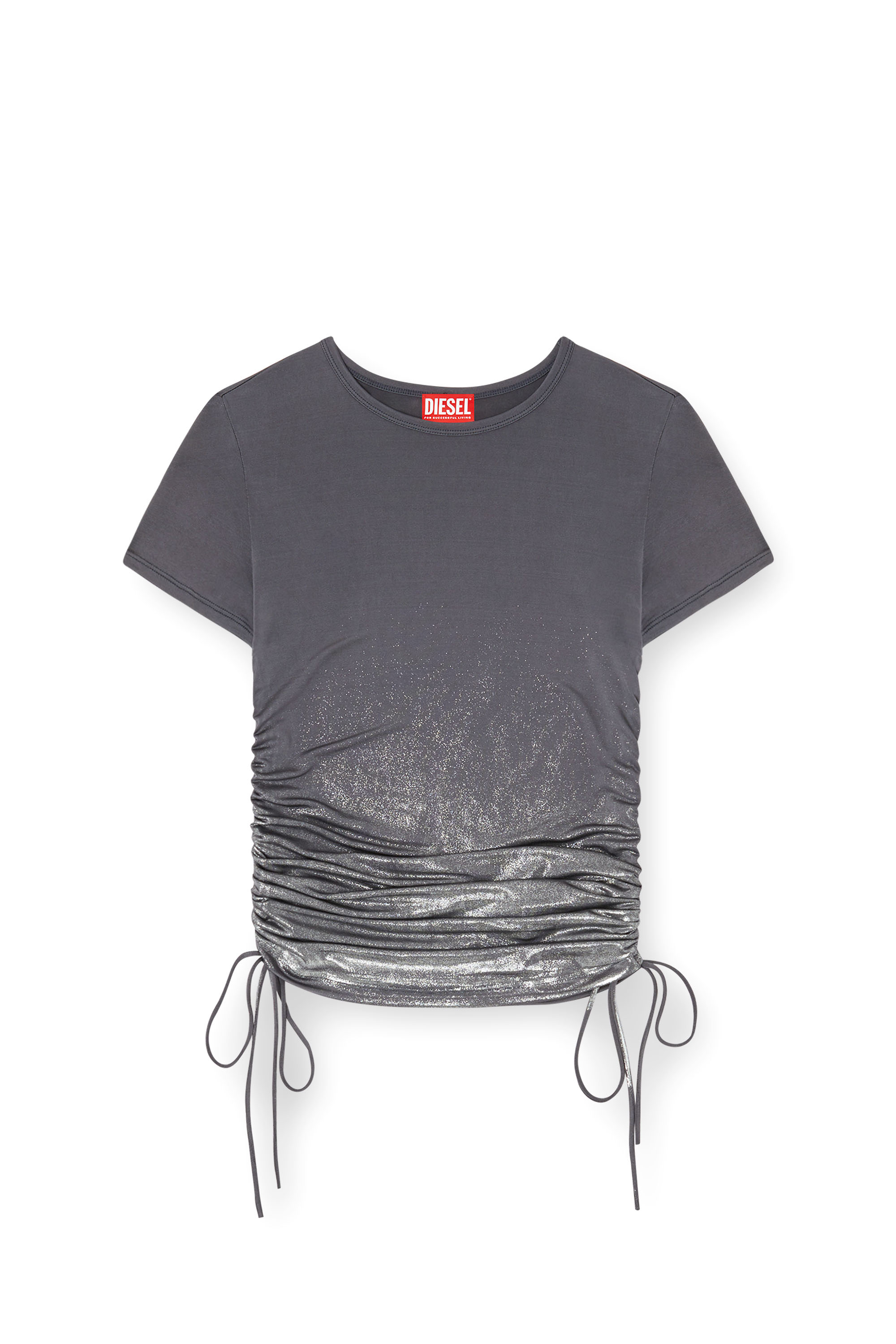 Diesel - T-REY, Damen Jersey-Top mit Kordelzug an den Seiten in Grau - 3