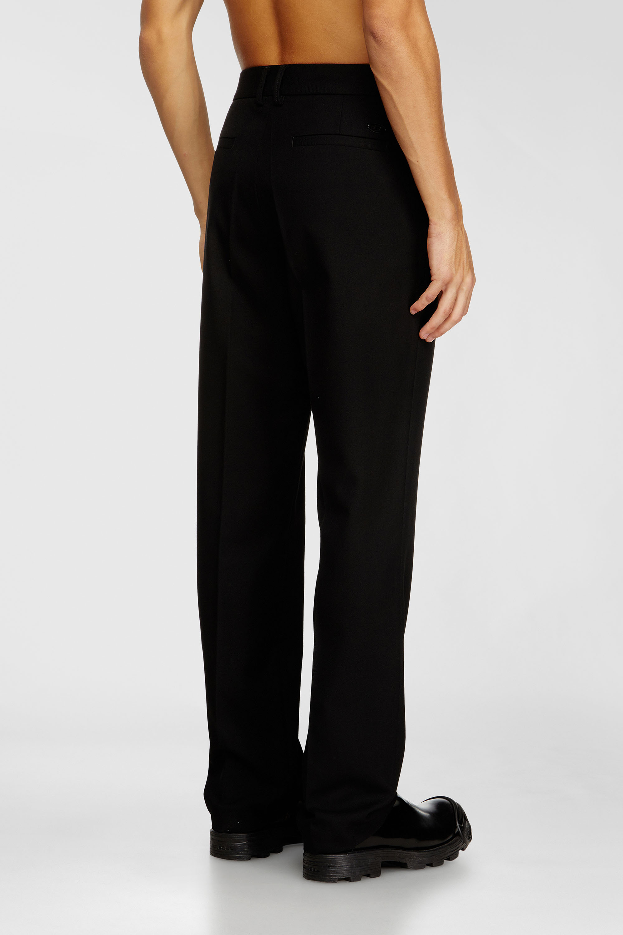 Diesel - P-AM-EPCI, Man's Wool-blend trousers with metal tag in Black - 4