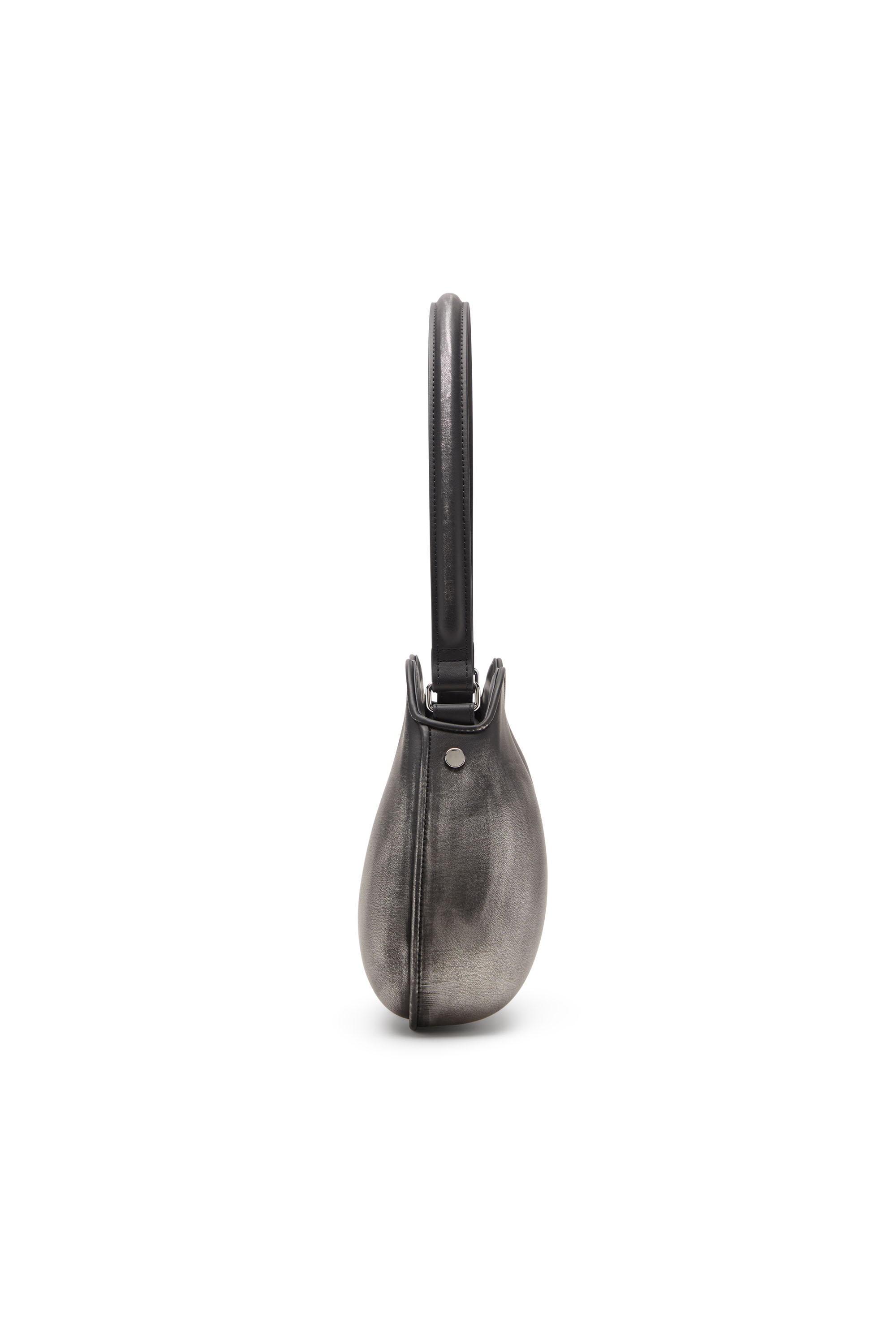 Diesel - DOUBLE-D SHOULDER, Damen Double-D-Feste Schultertasche aus gebürstetem PU in Schwarz/Silber - 4