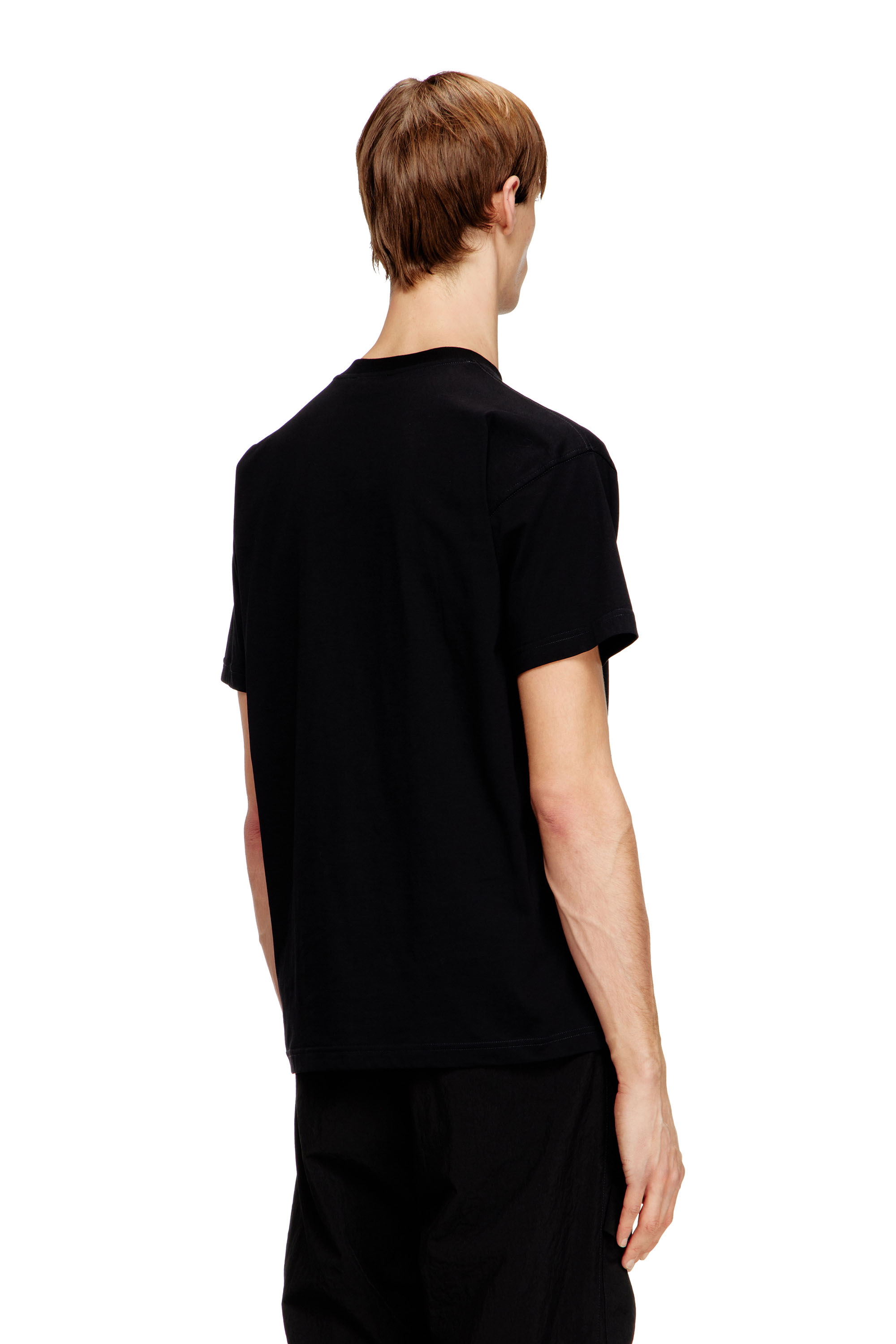 Diesel - T-NORM-V16, Herren Regul&auml;res Baumwoll-T-Shirt mit Diesel-Stickerei in Schwarz - 4