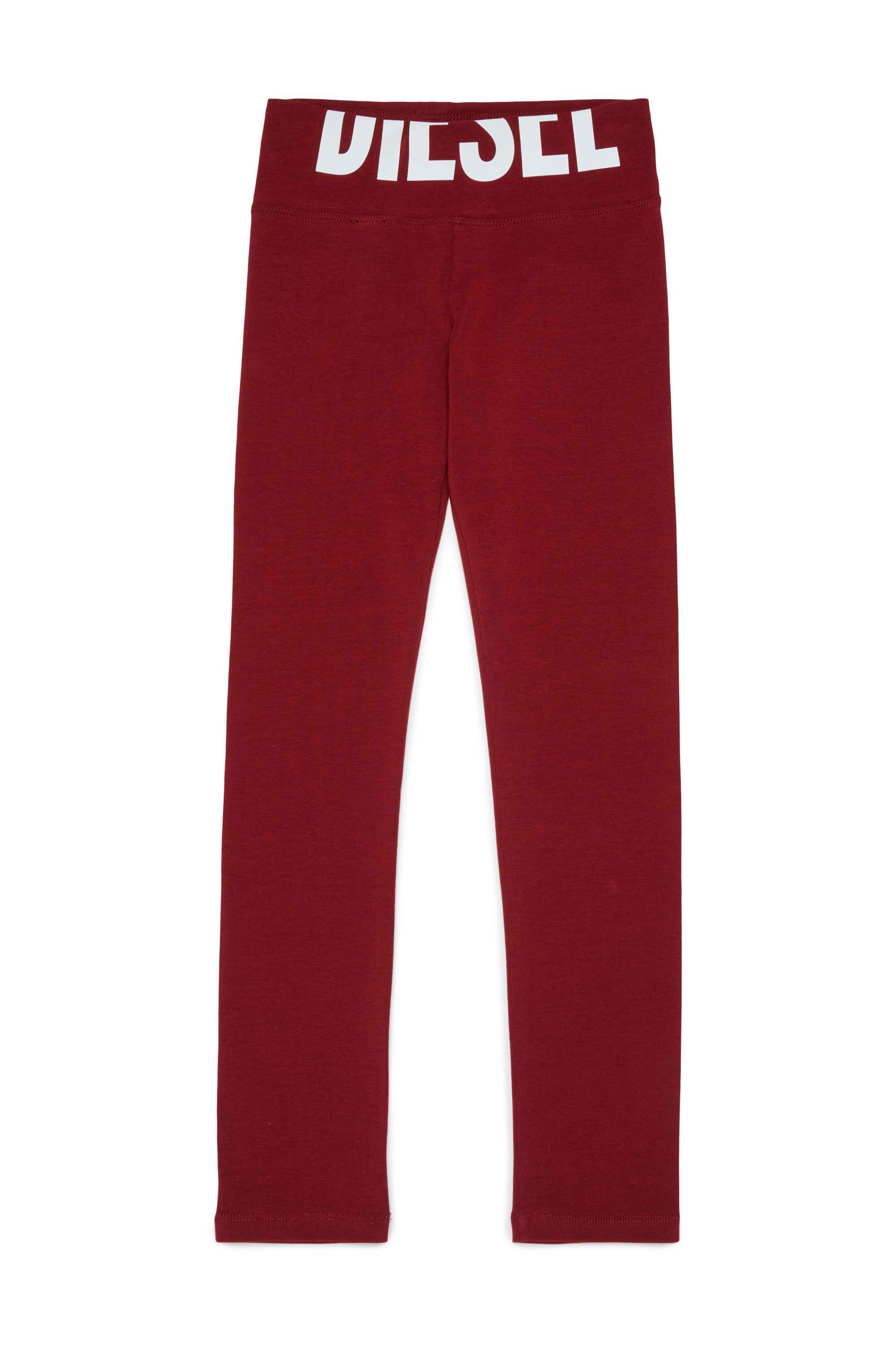 Diesel - PCEFY, Woman's Cotton leggings with cut-off logo in Red - 1